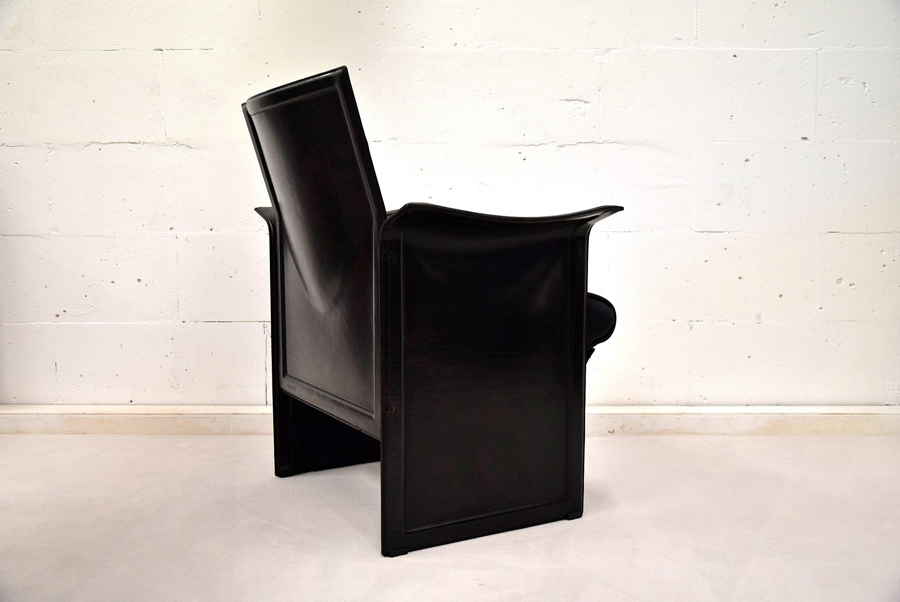 Tito Agnoli Korium Leather Armchair for Matteo Grassi In Good Condition For Sale In Weesp, NL