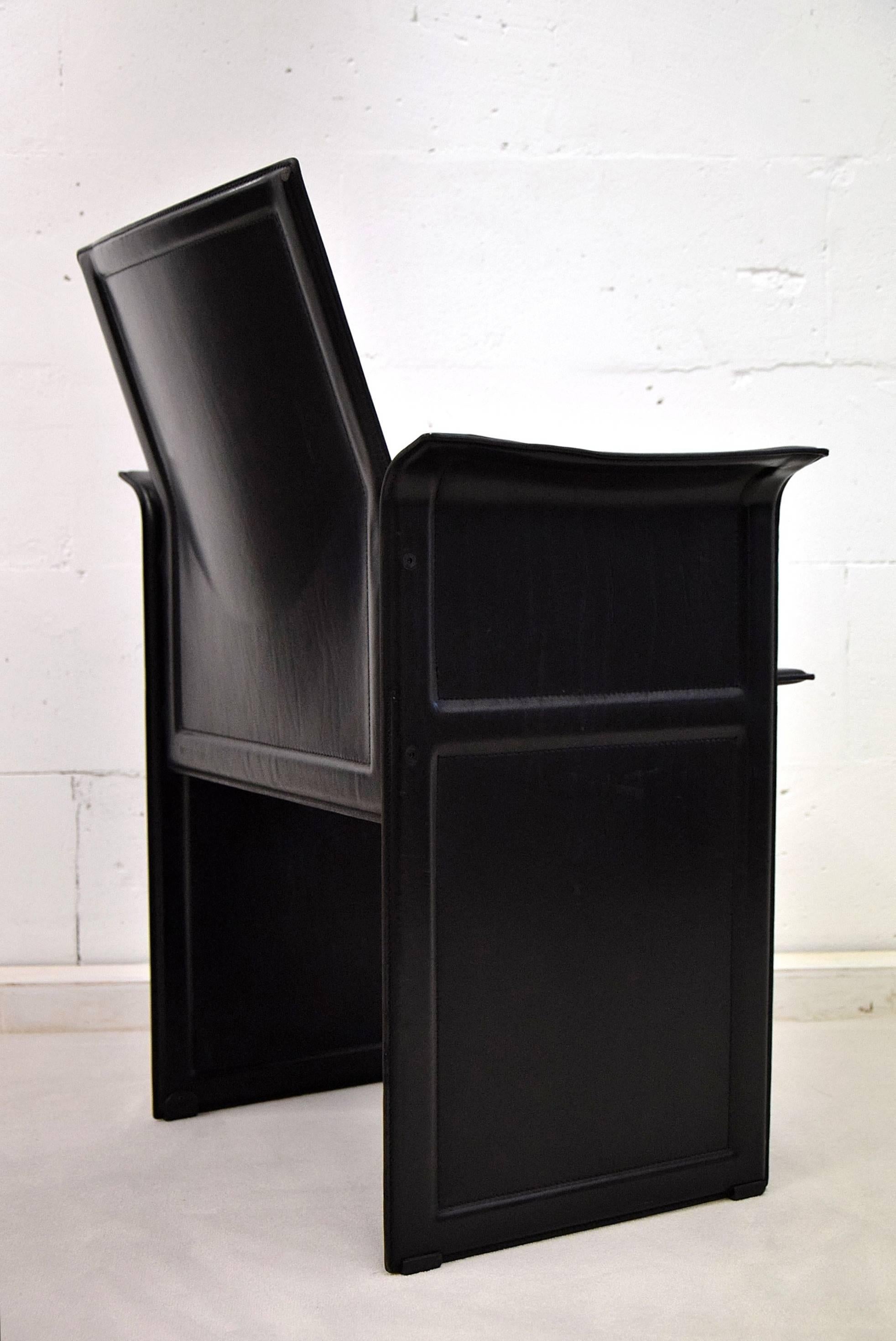 Mid-Century Modern Tito Agnoli Leather Korium Armchair for Matteo Grassi