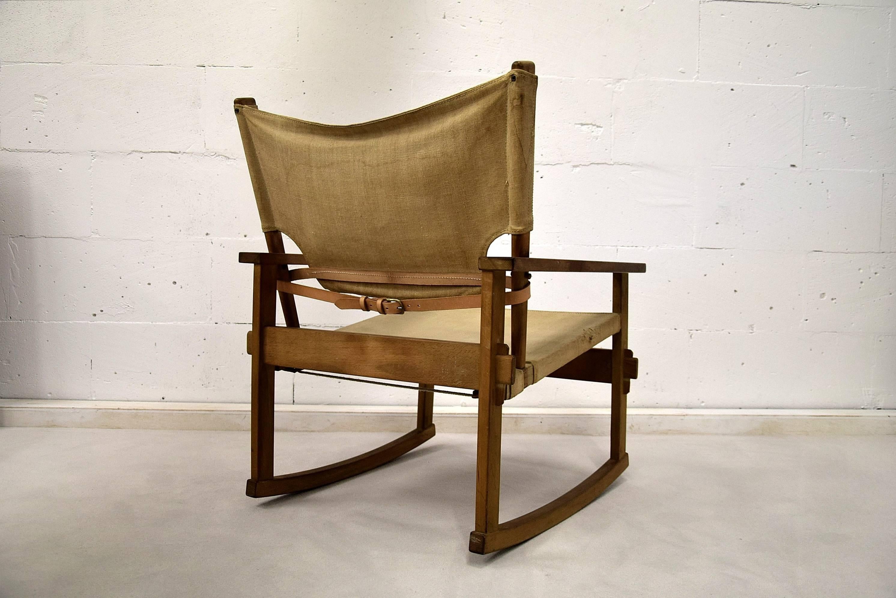 Rare Mid Century modern Poul Hundevad Rocking Chair In Good Condition For Sale In Weesp, NL