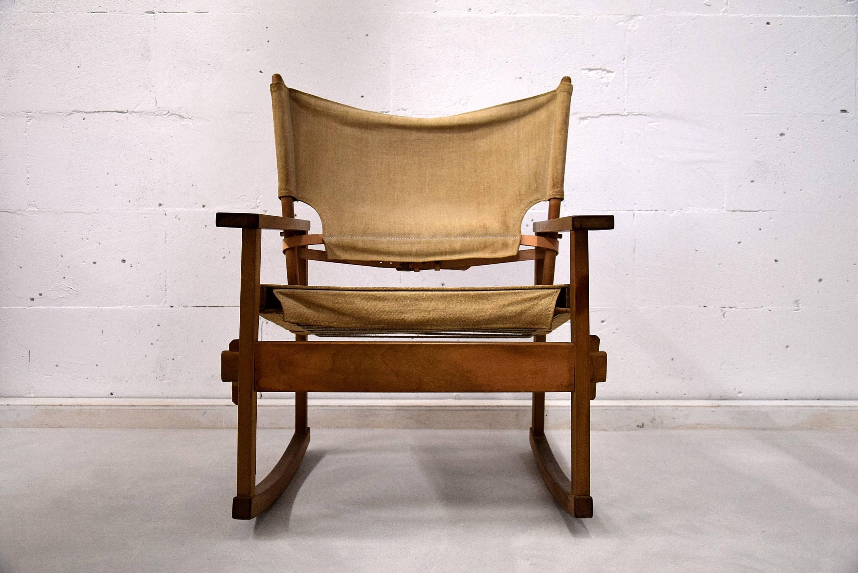 Rare Mid Century modern Poul Hundevad Rocking Chair For Sale 1