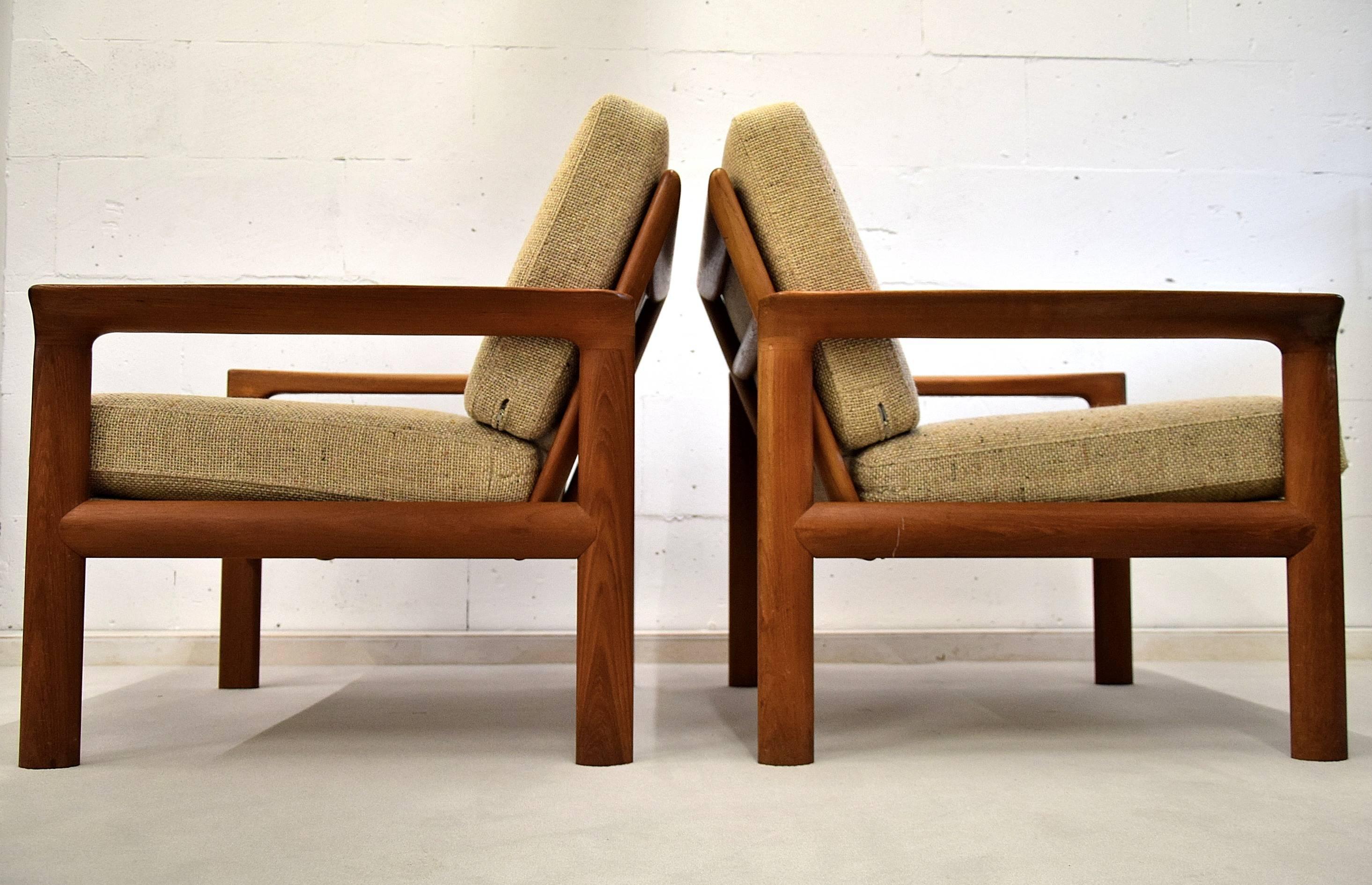 Wool Sven Ellekaer Mid Century Modern Teak Lounge Chairs For Sale