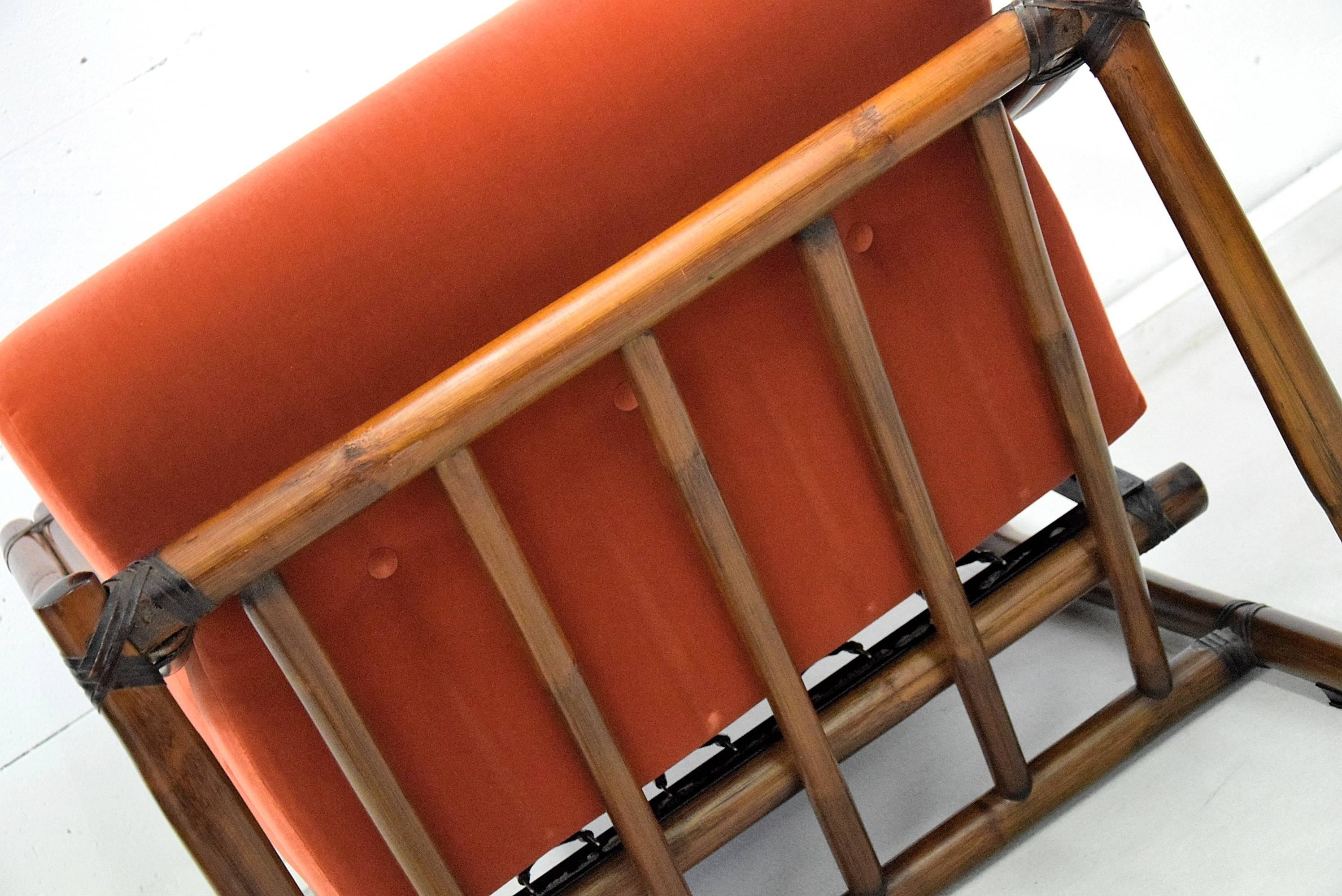 Mid-20th Century Mid-century modern Italian Made Orange Bamboo Lounge Set