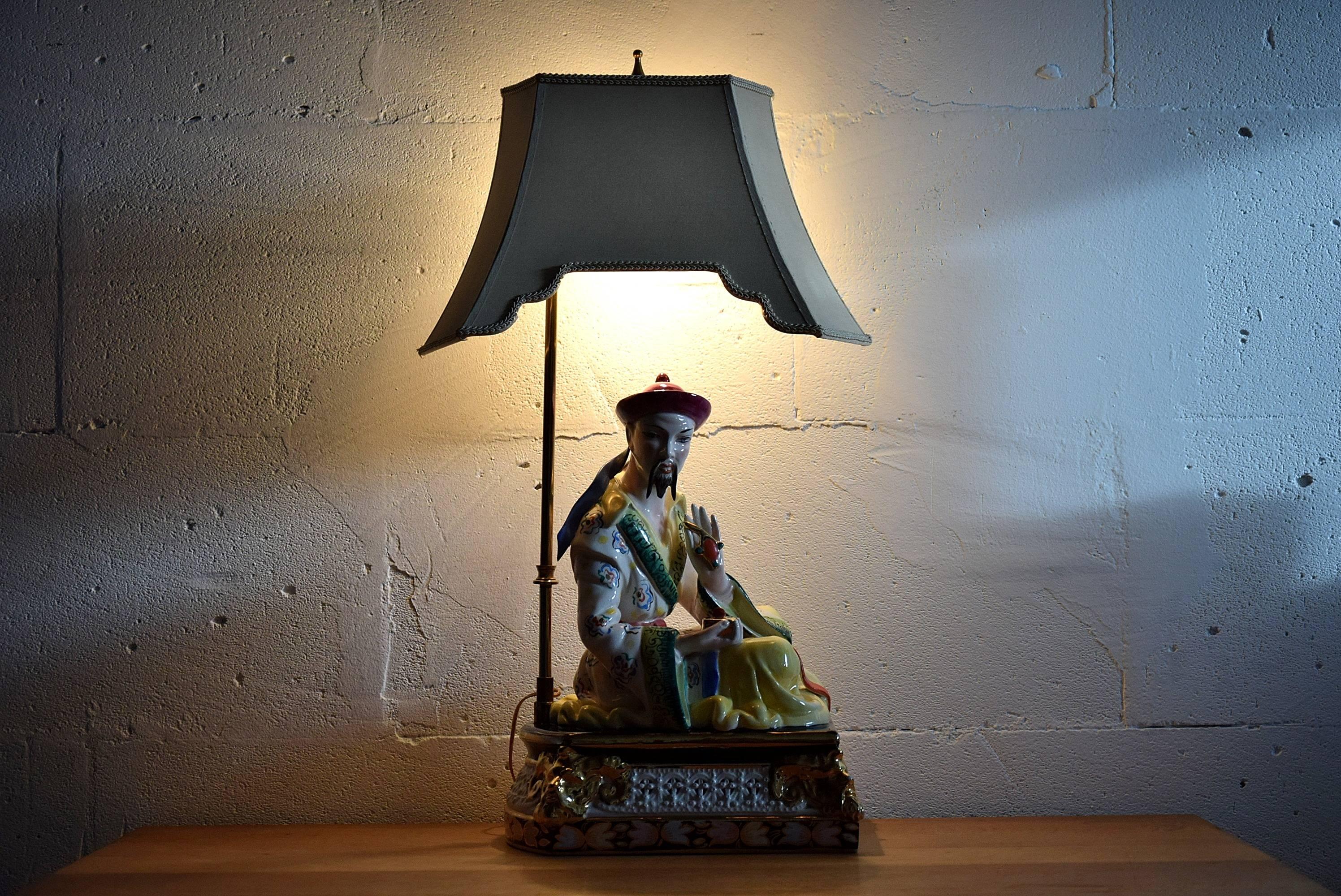 Mid-20th Century Mid-century Modern Italian Hand Painted Ceramic Table Lamp