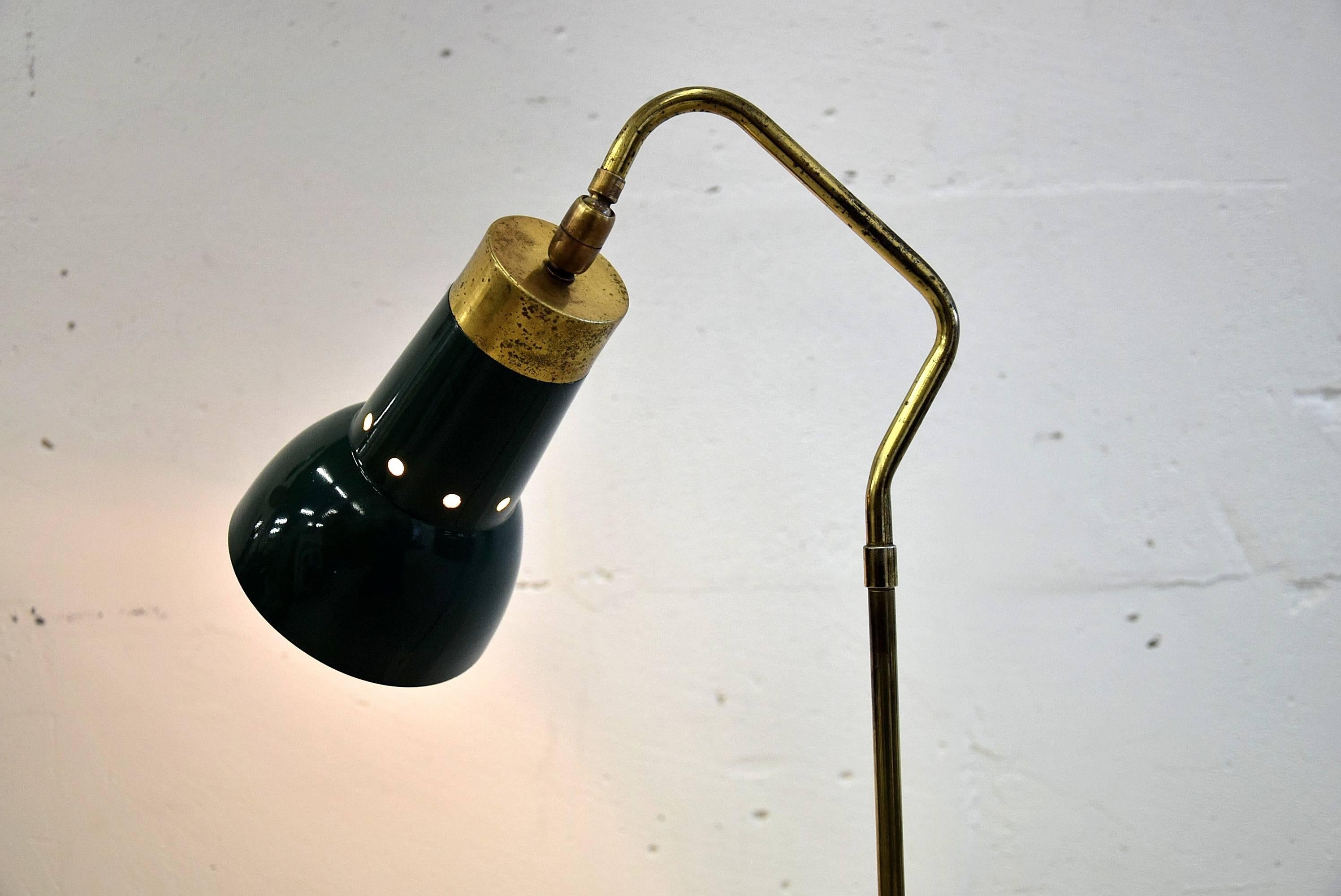 Mid-20th Century Stilux Mid Century Modern Brass and Marble Floor Lamp For Sale