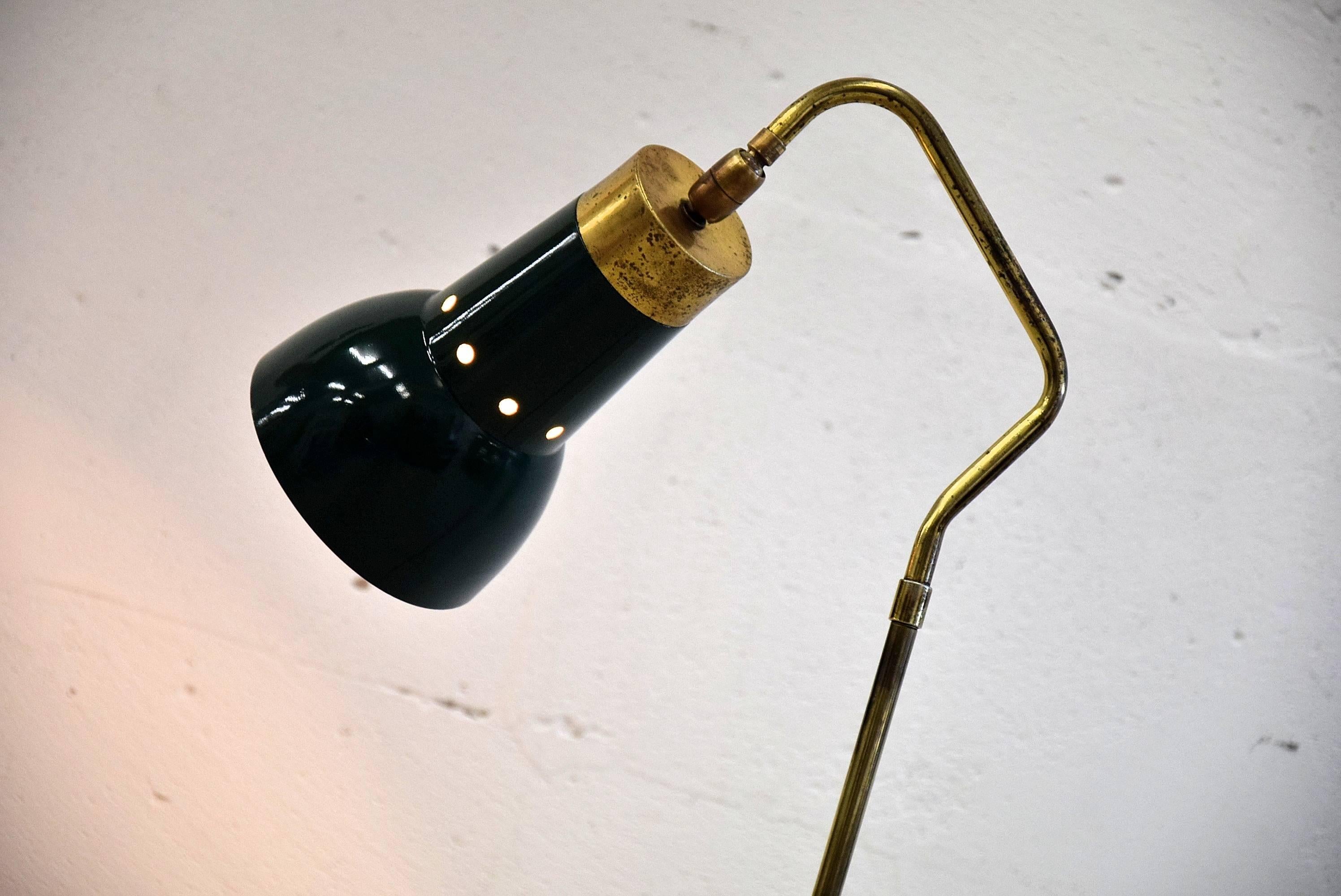 Mid-Century Modern Stilux Mid Century Modern Brass and Marble Floor Lamp For Sale