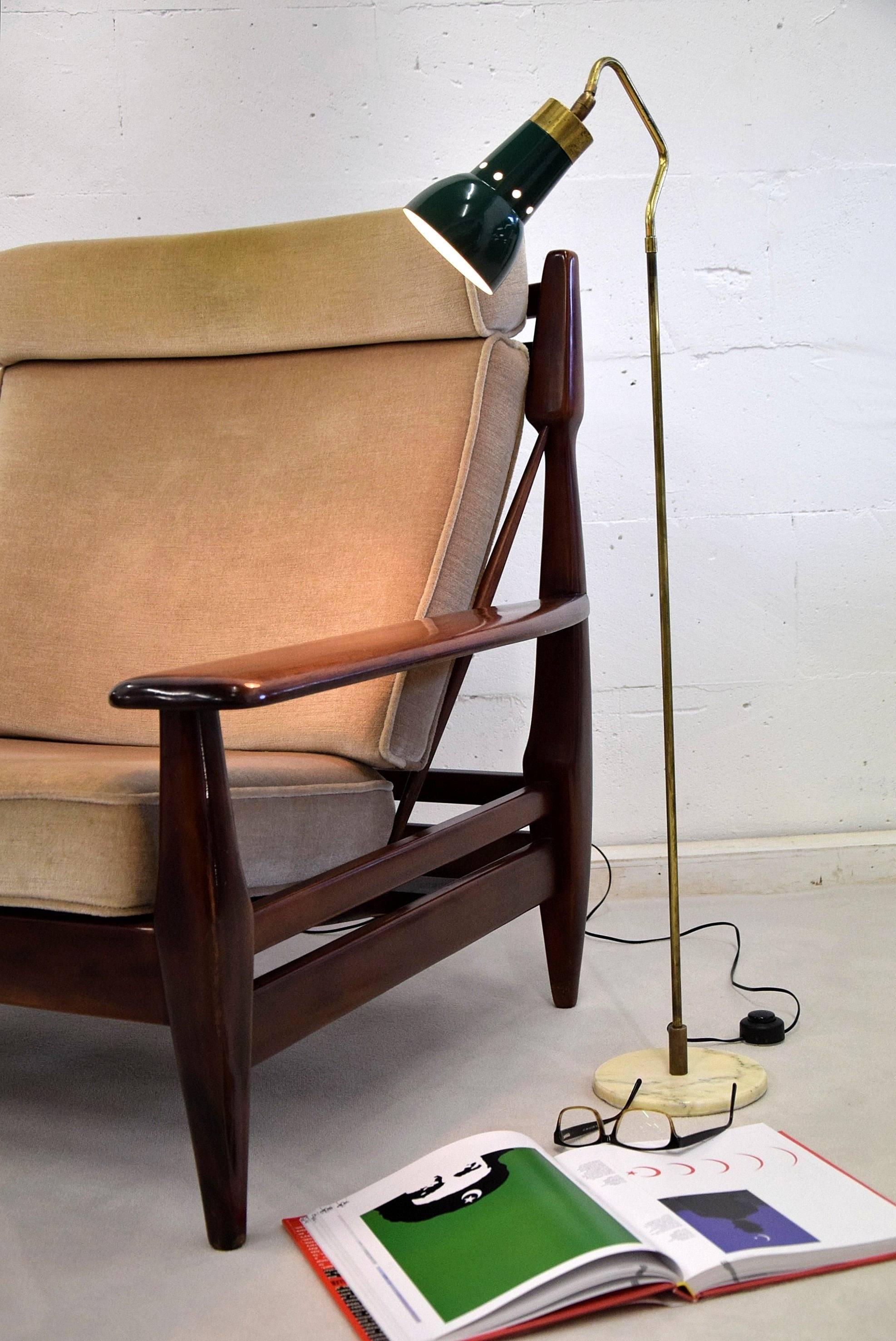 Stilux Mid Century Modern Brass and Marble Floor Lamp For Sale 1