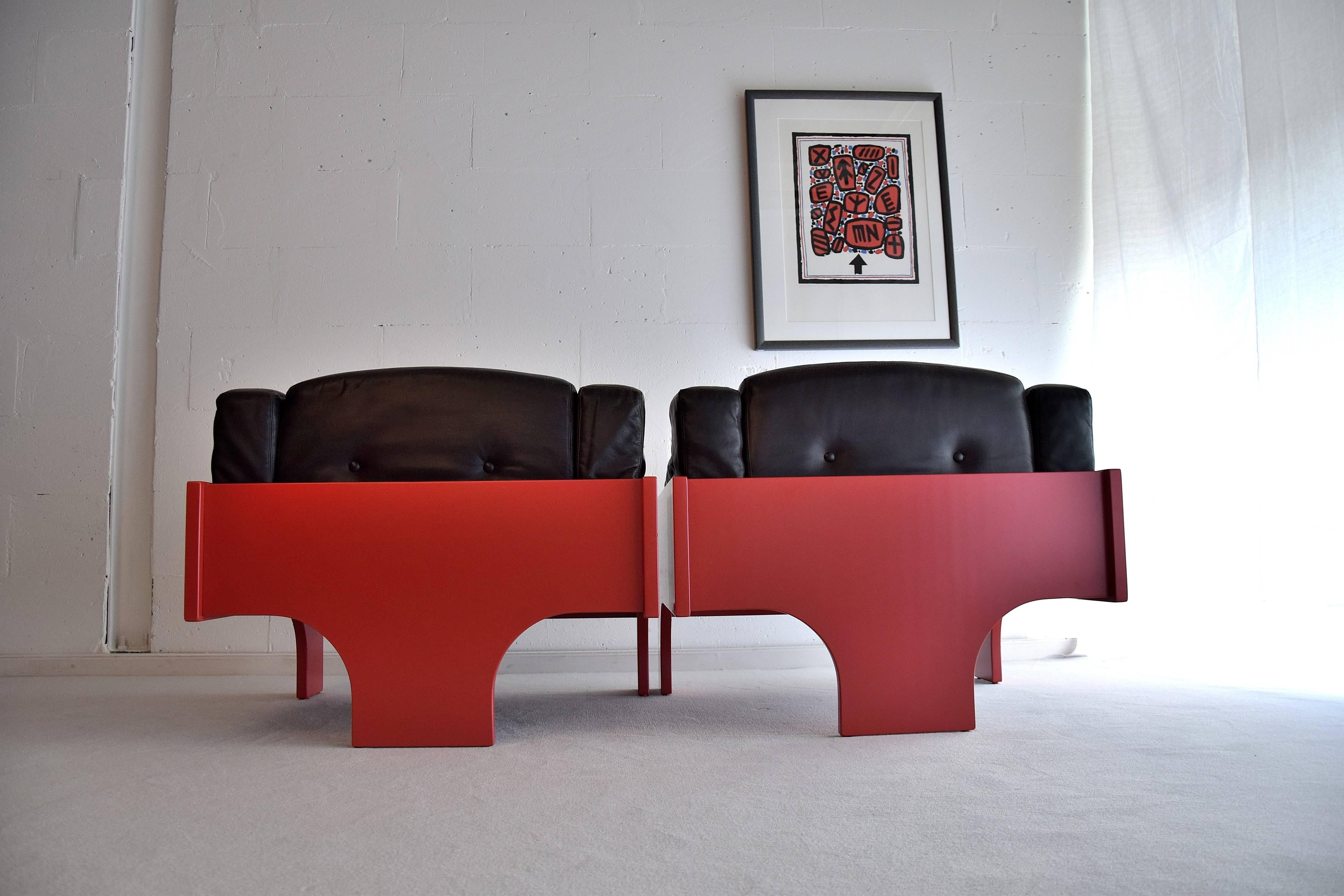 Mid Century Modern Italian Lounge Chairs by Claudio Salocchi for Sormani 1