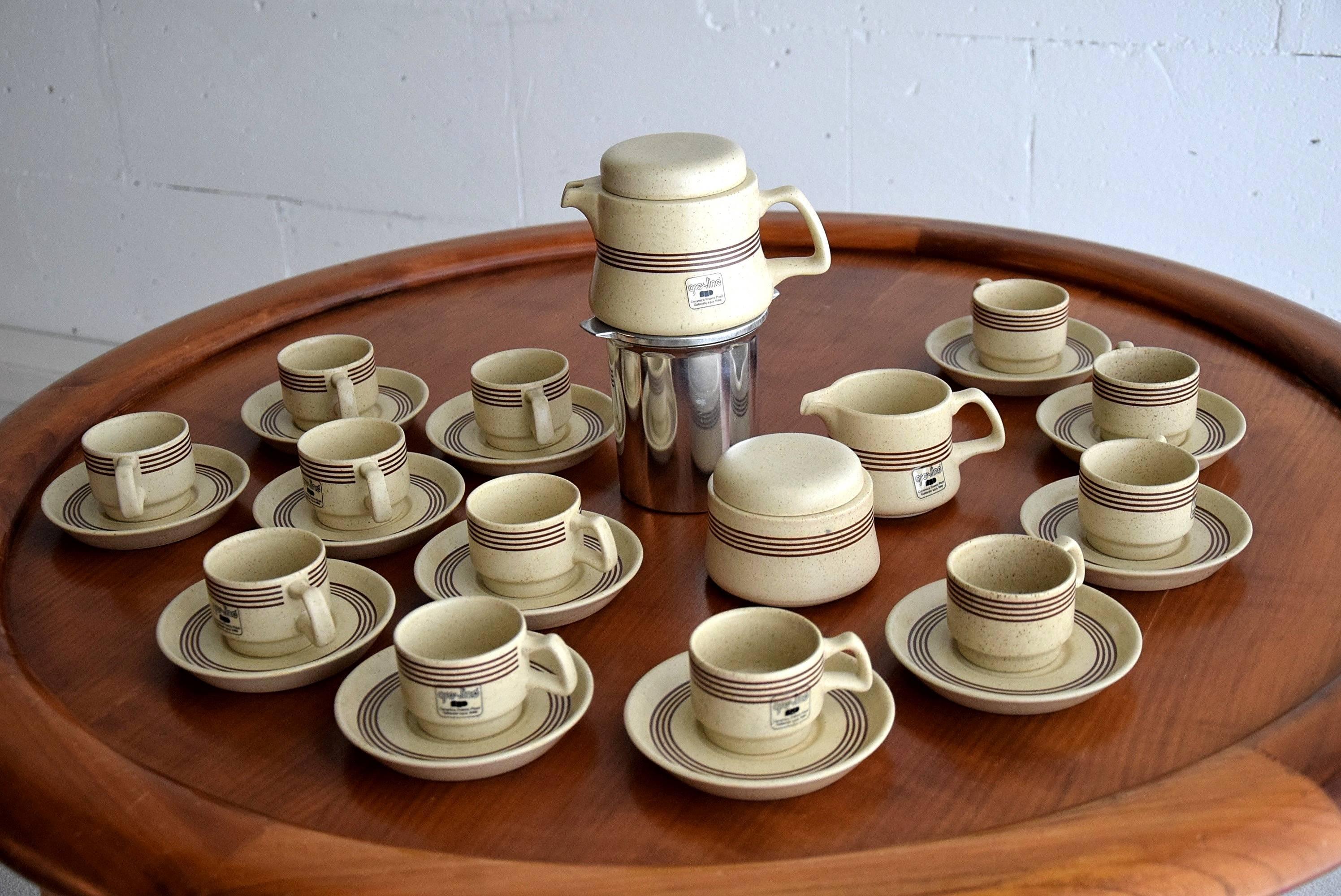 Late 1960s Ceramic Espresso Set, 15 Pieces, by Franco Pozzi 4