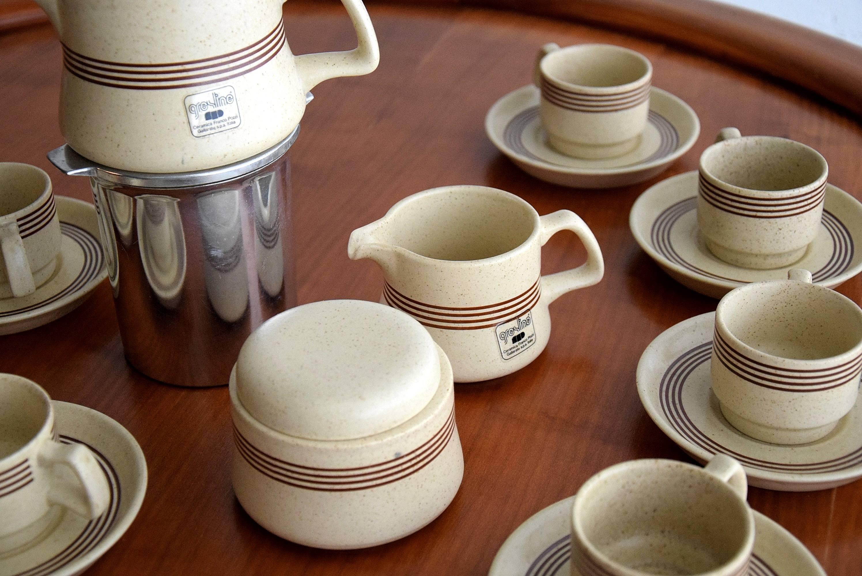 Late 1960s Ceramic Espresso Set, 15 Pieces, by Franco Pozzi 2