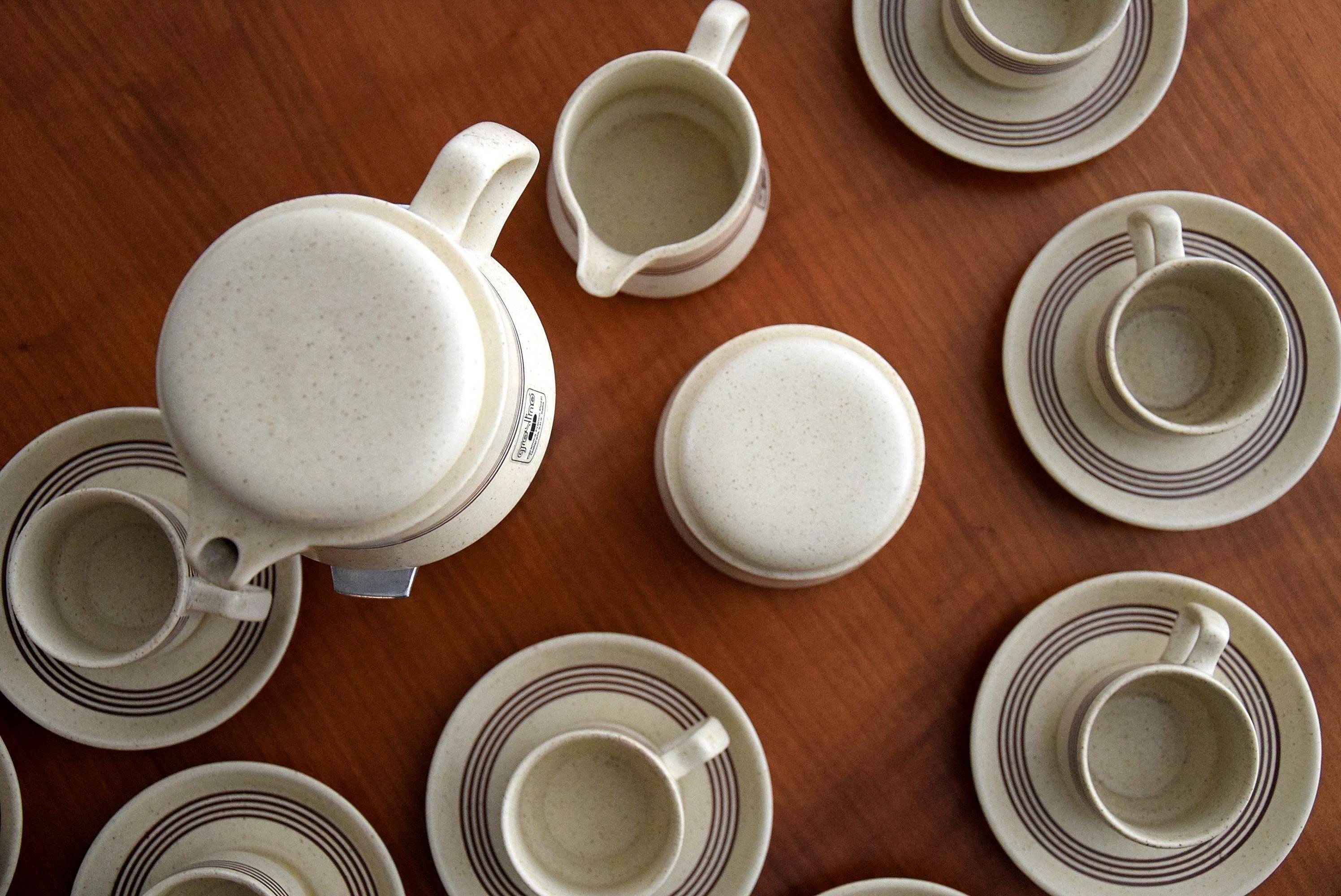 Italian Late 1960s Ceramic Espresso Set, 15 Pieces, by Franco Pozzi
