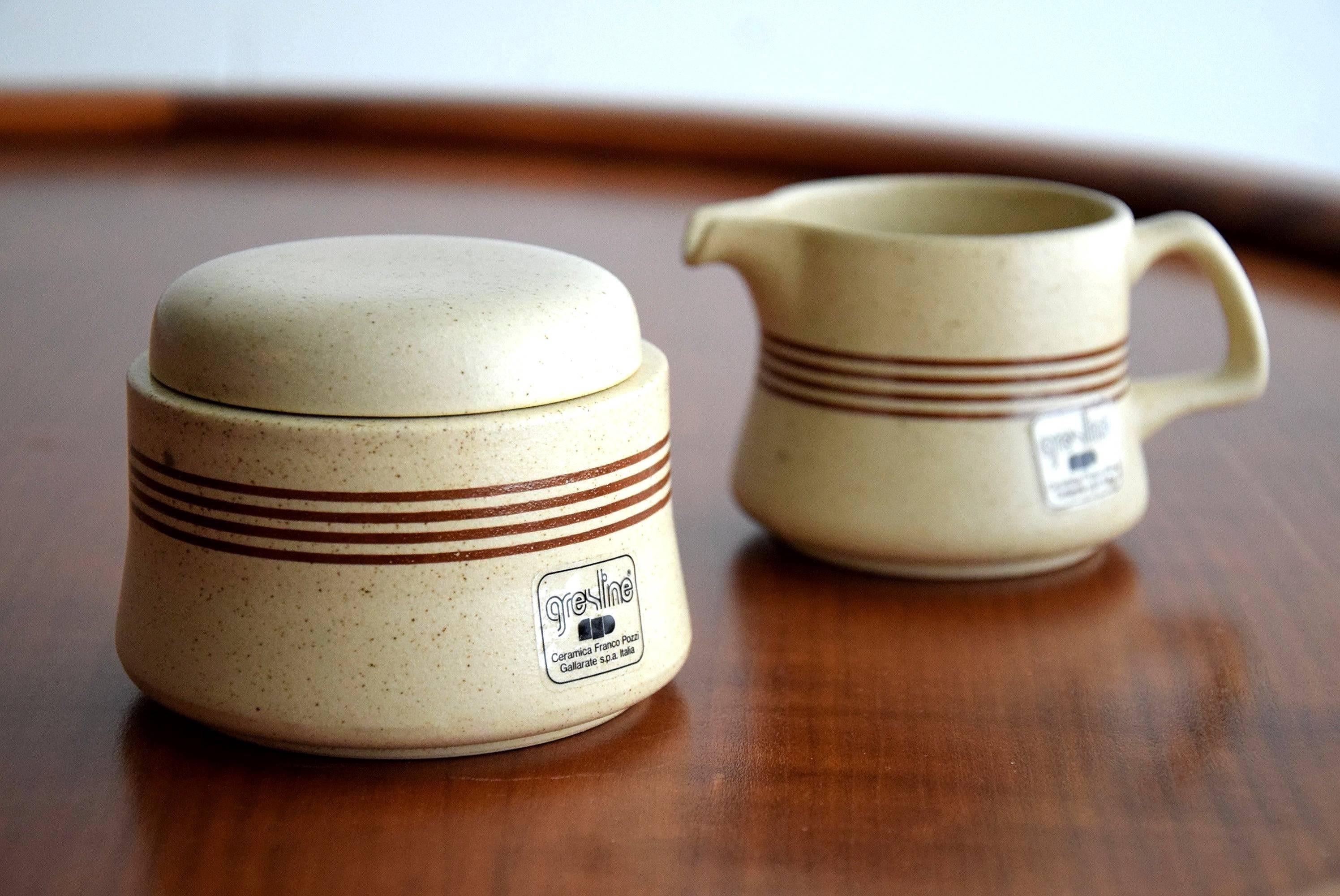 Late 1960s Ceramic Espresso Set, 15 Pieces, by Franco Pozzi In Excellent Condition In Weesp, NL