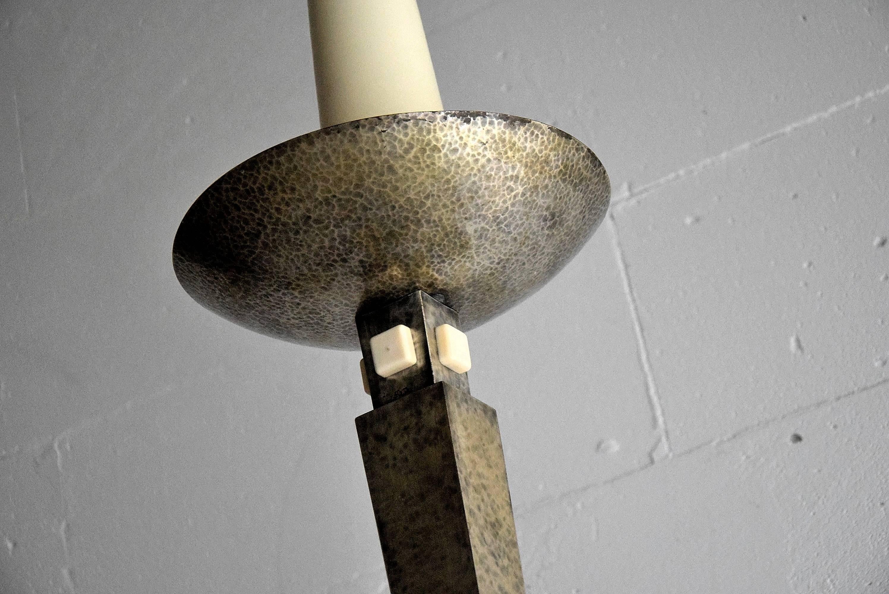 Hammered Art Deco Church Candleholder For Sale
