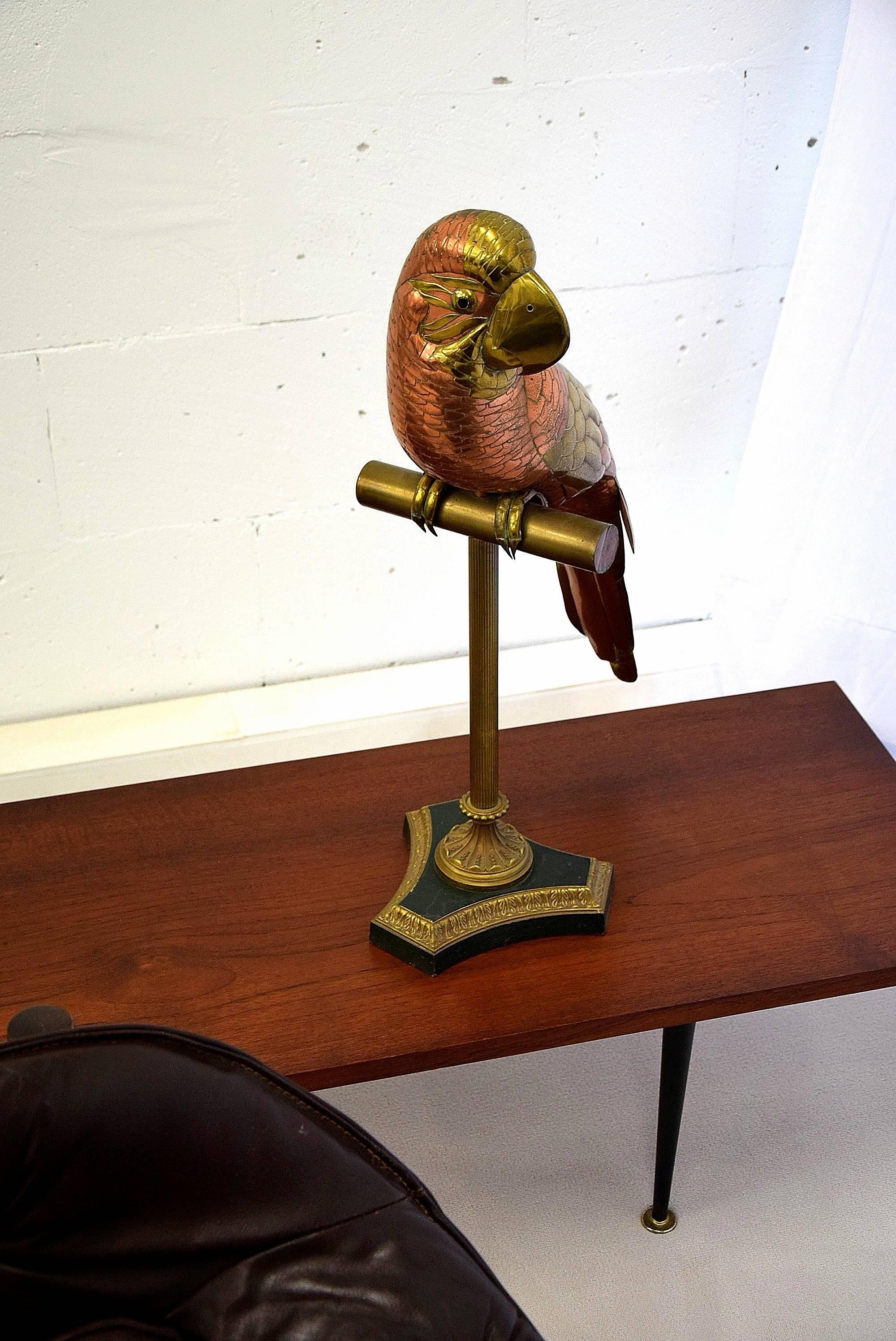 1960's Brass & Copper Parrot - Mexico In Good Condition For Sale In Weesp, NL