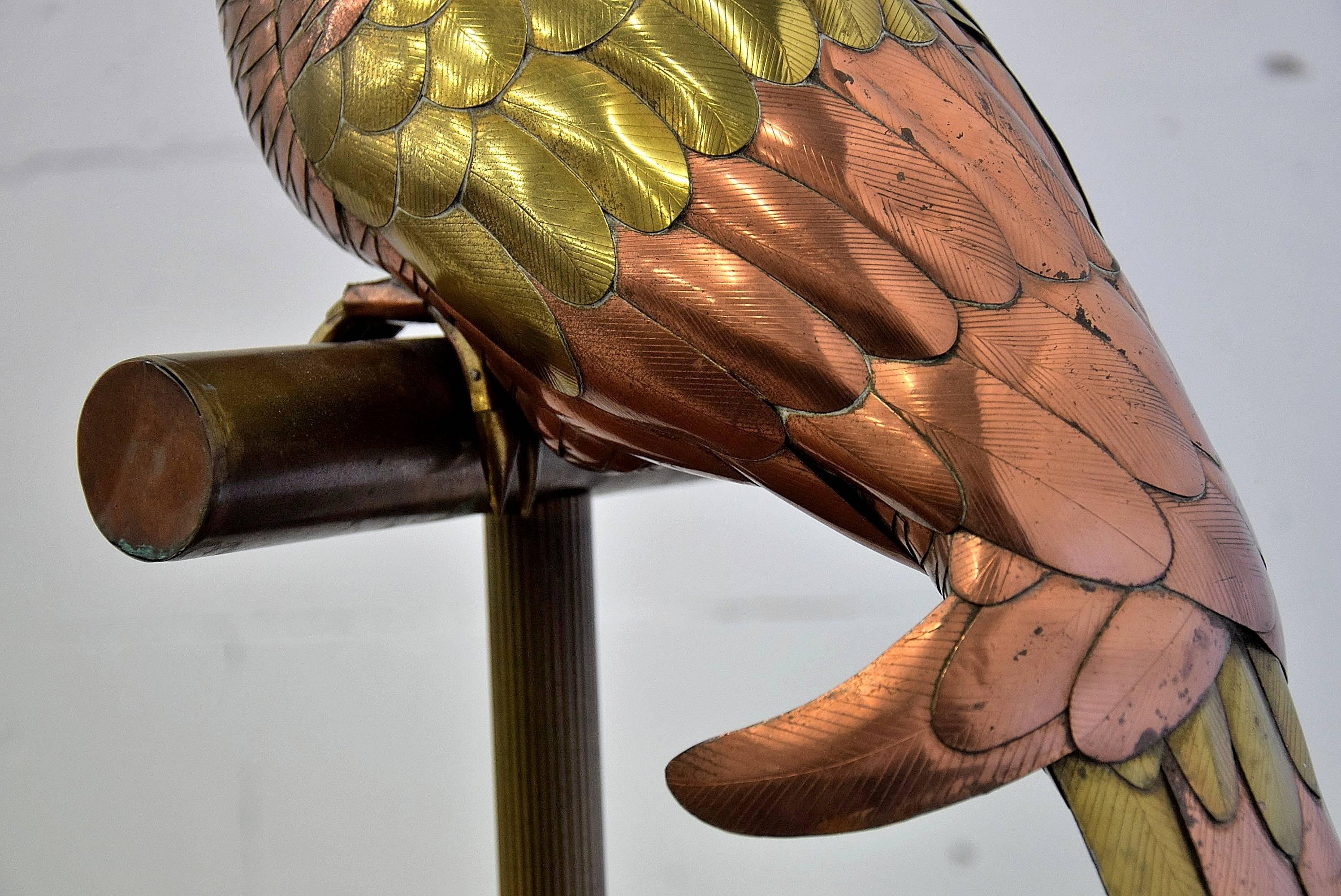 Mexican 1960's Brass & Copper Parrot - Mexico For Sale