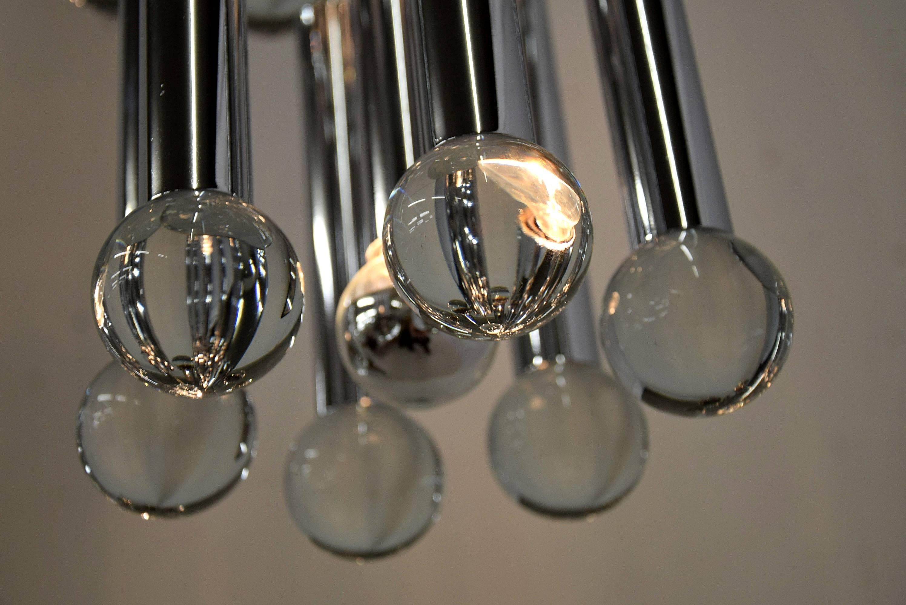 Italian Mid Century Modern Chandelier by Gaetano Sciolari For Sale