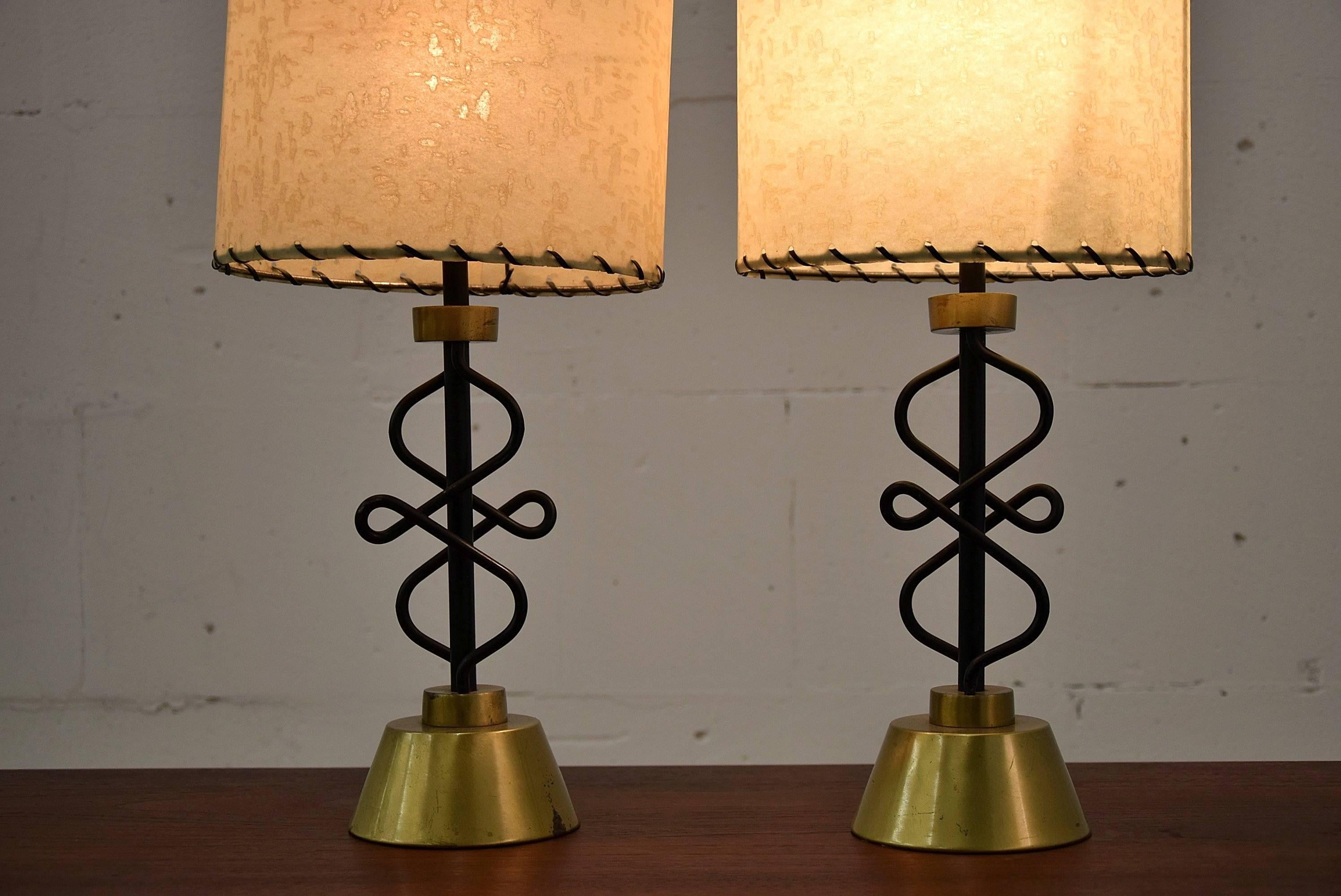 Two 1950s Table Lamps by Majestic, New York In Excellent Condition In Weesp, NL