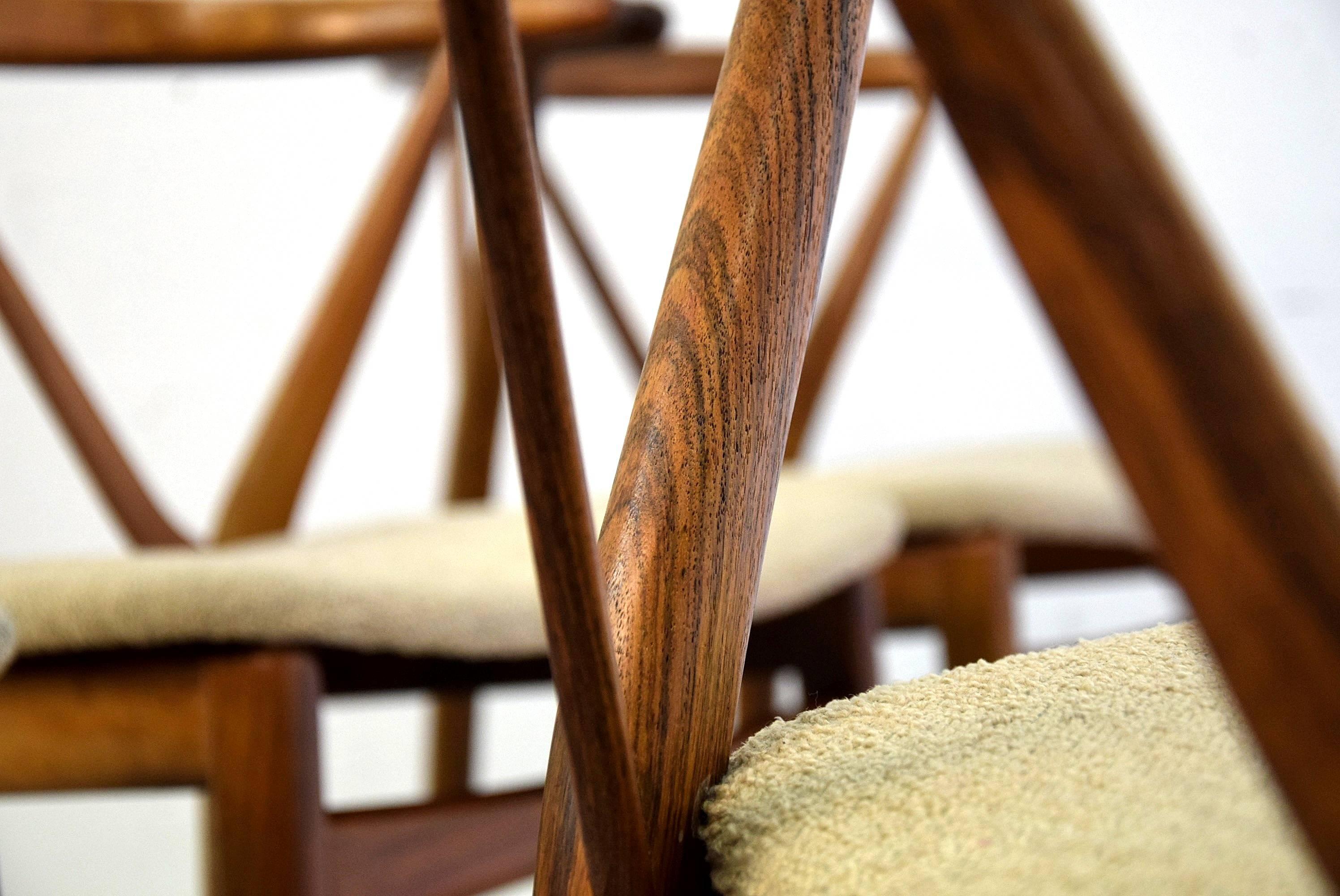Danish Set of Four Vintage Rosewood Dining Chairs by Henning Kjærnulf