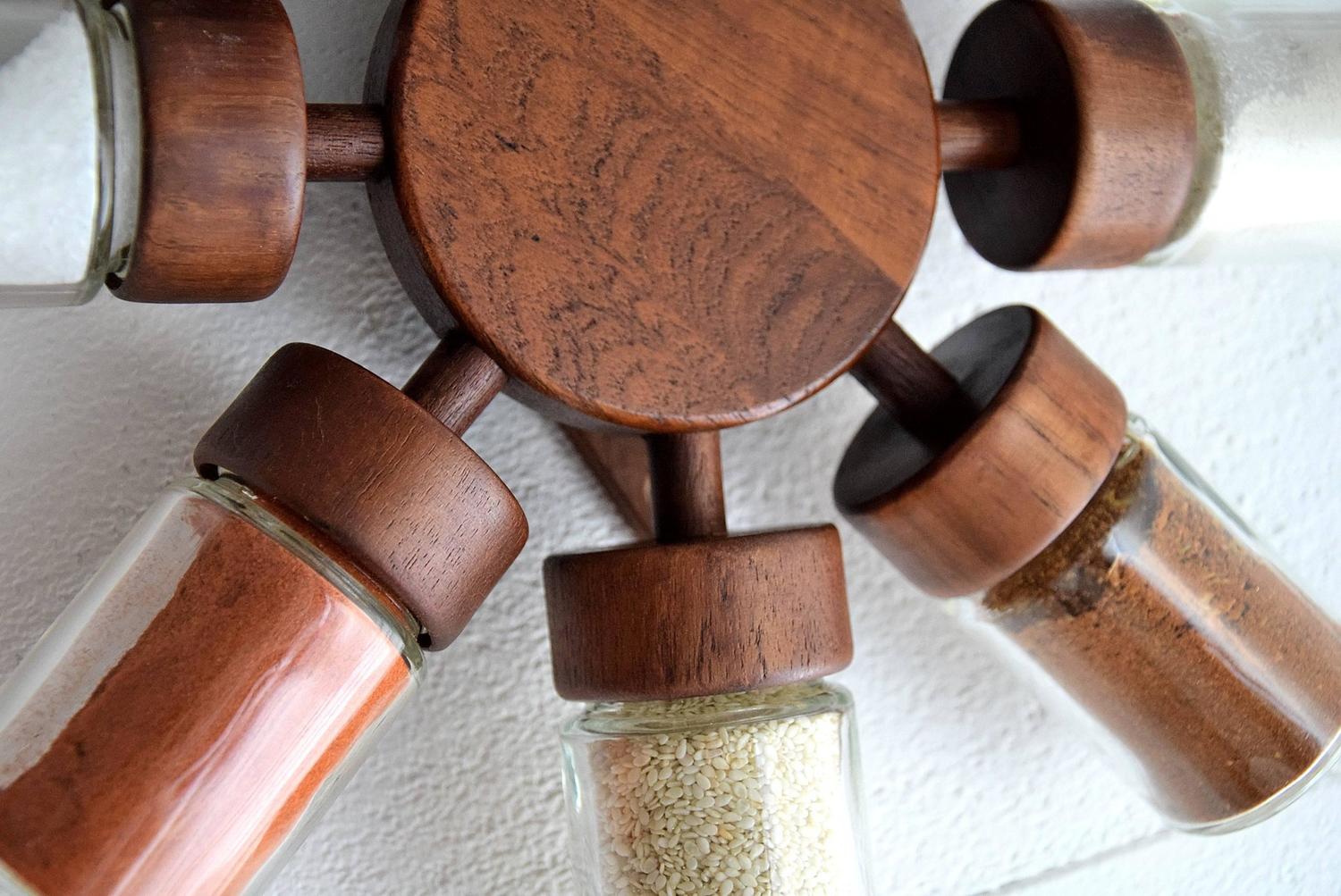 1960's Teak Spice Rack / Wheel. For Sale at 1stdibs