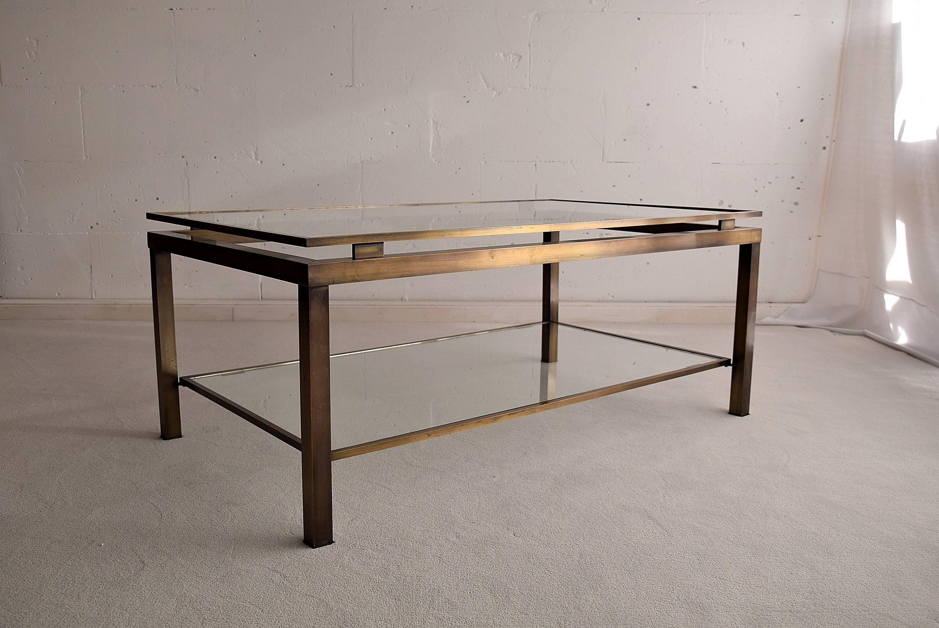 French 1970s Brass Coffee Table by Guy Lefevre for Maison Jansen