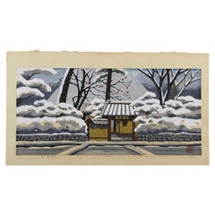 “Snow at Rakushisha” (Yuki no Rakushisha) — rare Artist’s Proof woodblock print