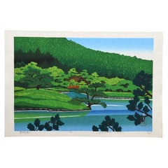 “Giardino di Ritsurin II” — Masao Ido, stampa originale su legno Sōsaku-Hanga