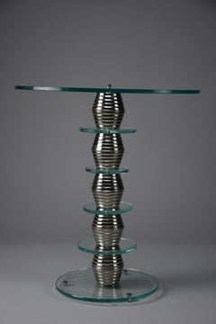 Italienischer Beistelltisch aus geätztem Glas aus der Mitte des Jahrhunderts im Stil von Fontana Arte