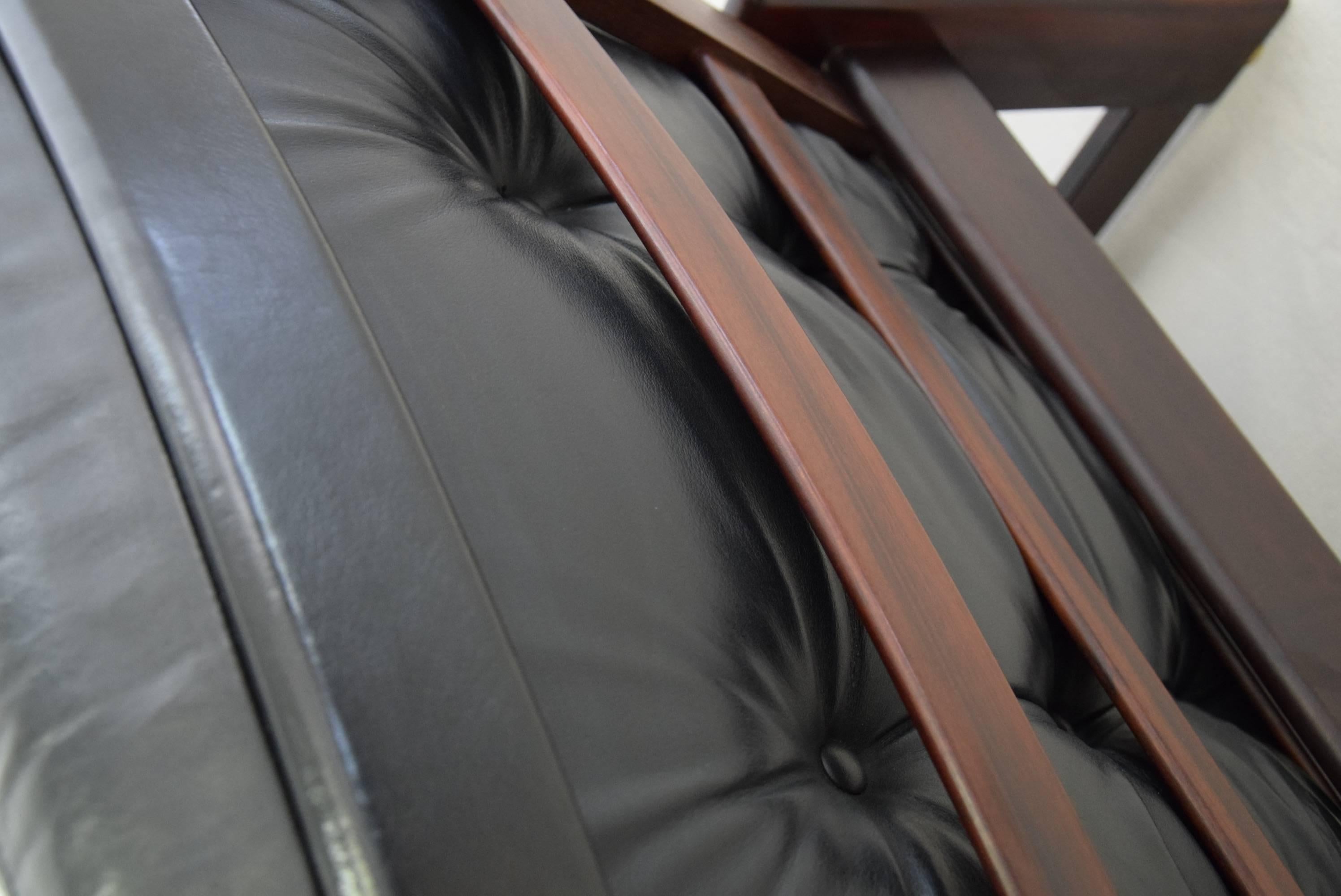 Coja High Back Leather and Mahogany Lounge Chair 1