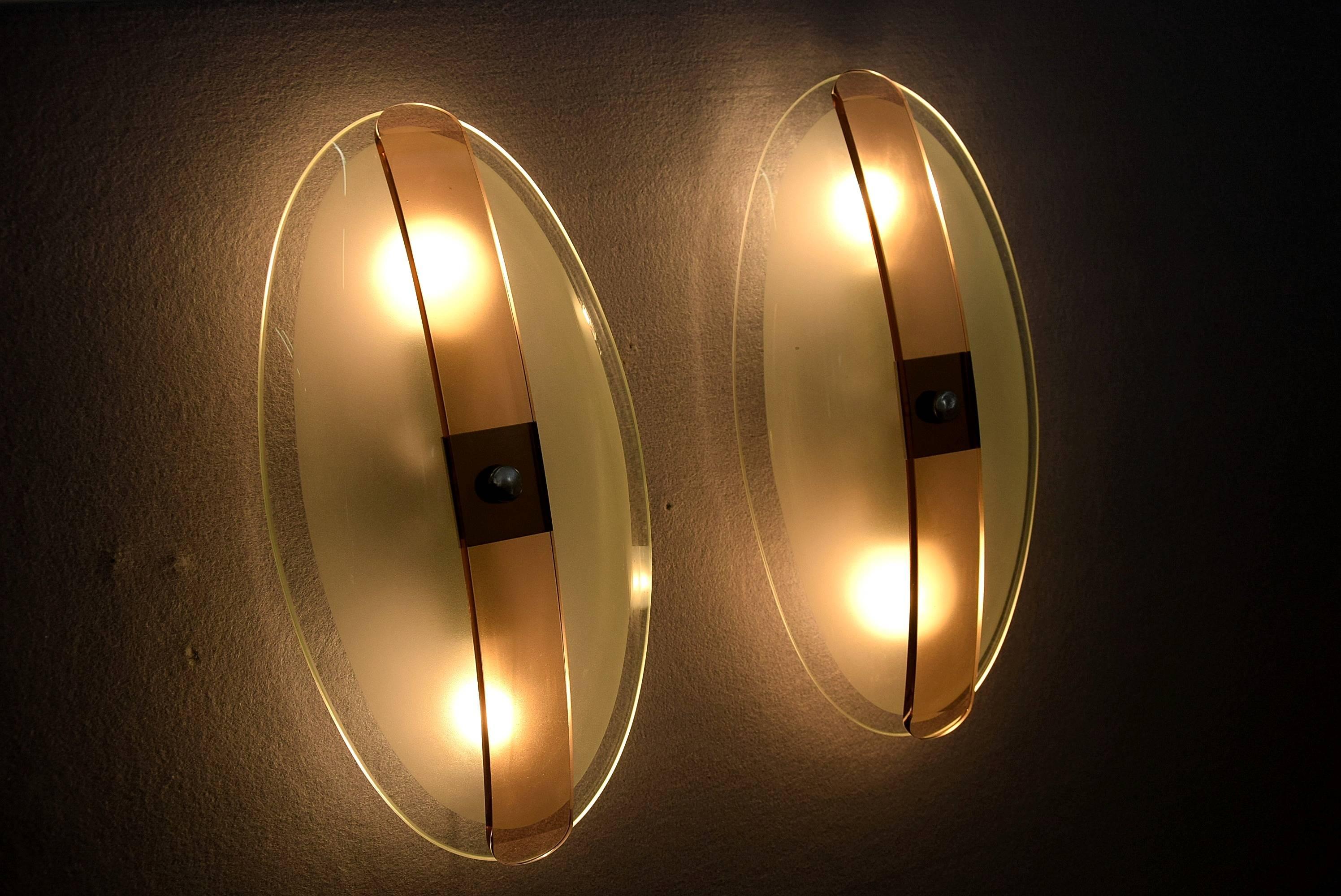 Mid-Century Cristal Art Sconces In Good Condition For Sale In Weesp, NL