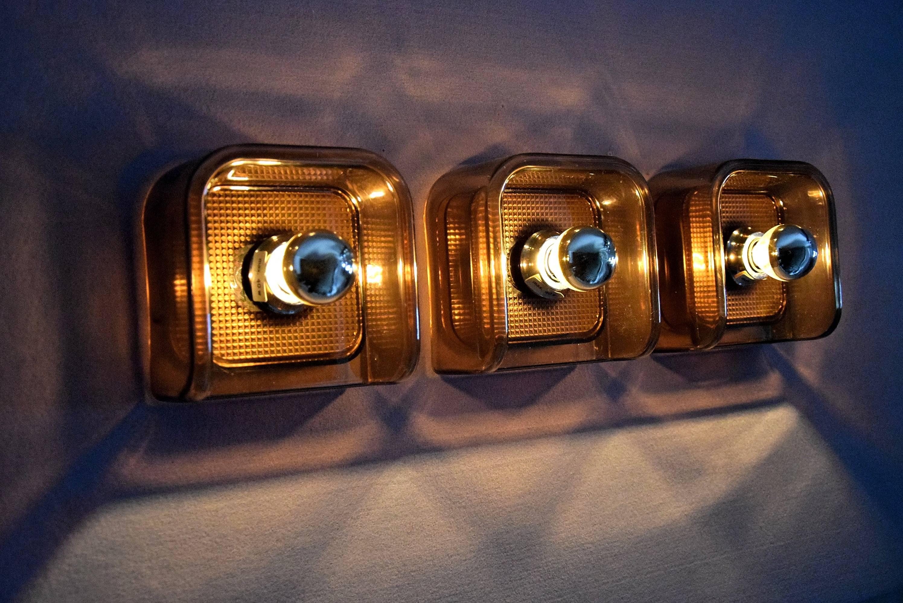 Mid Century Modern Guzzini Brown Wall Lights Sconces 3