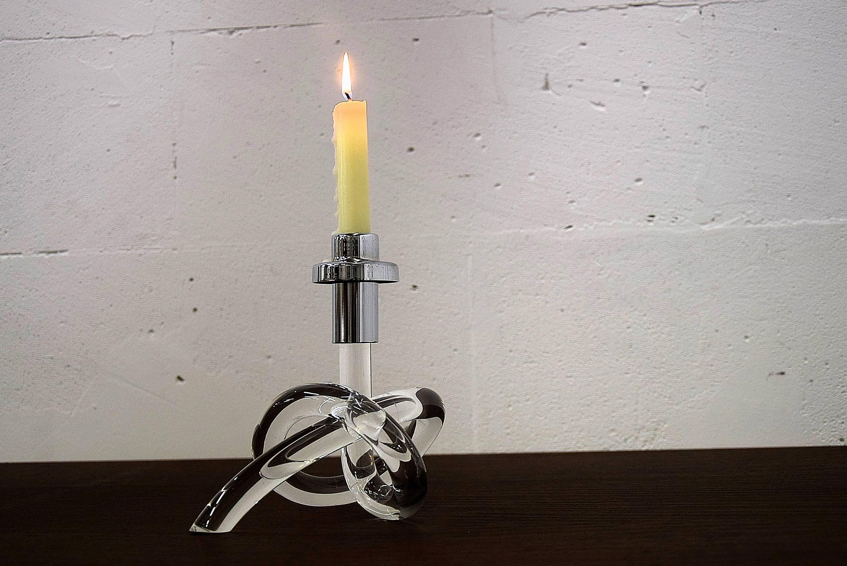 Mid-20th Century Mid-Century Chrome and Lucite Candleholder by Dorothy Thorpe For Sale