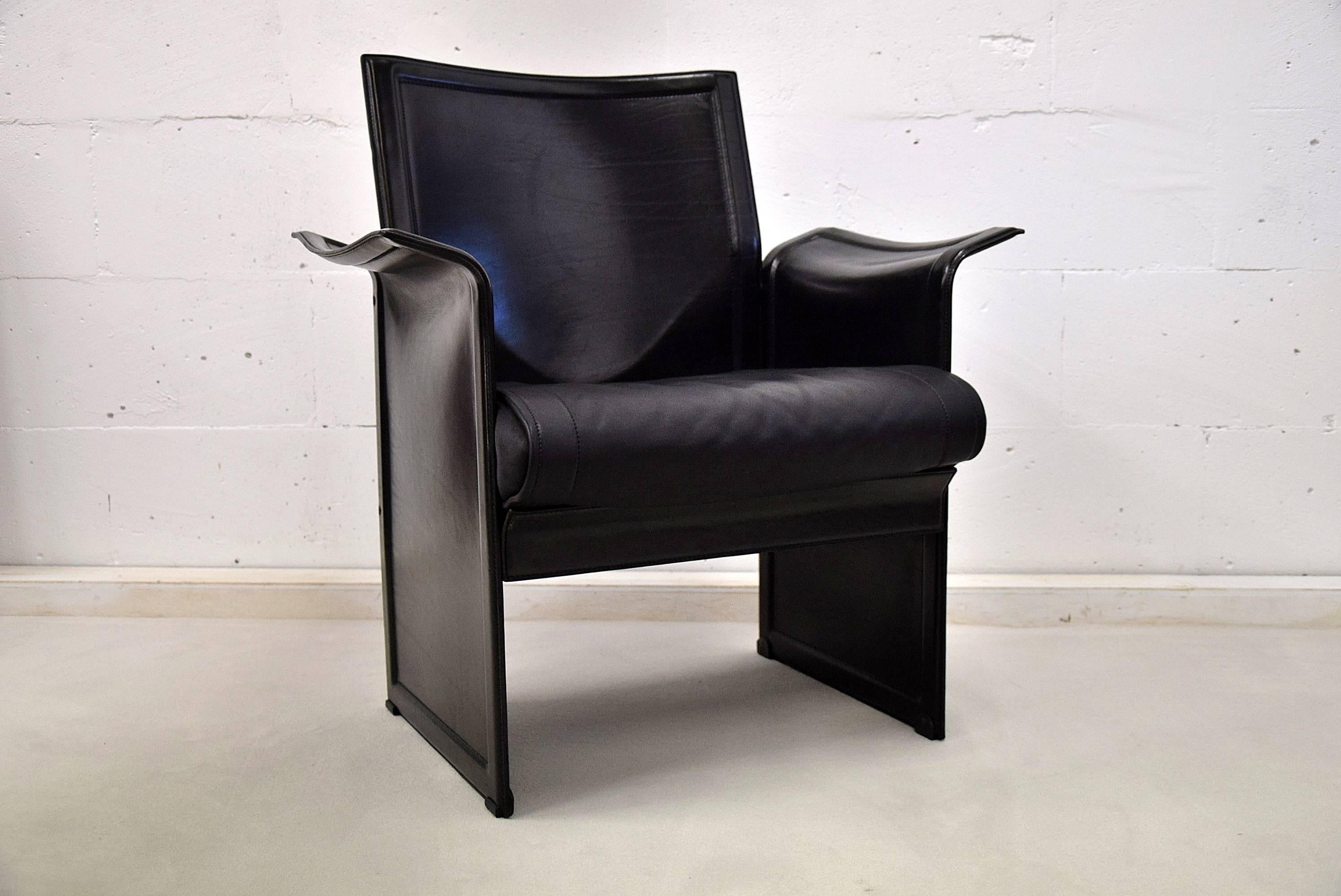 Tito Agnoli Korium Leather Armchair for Matteo Grassi For Sale 1