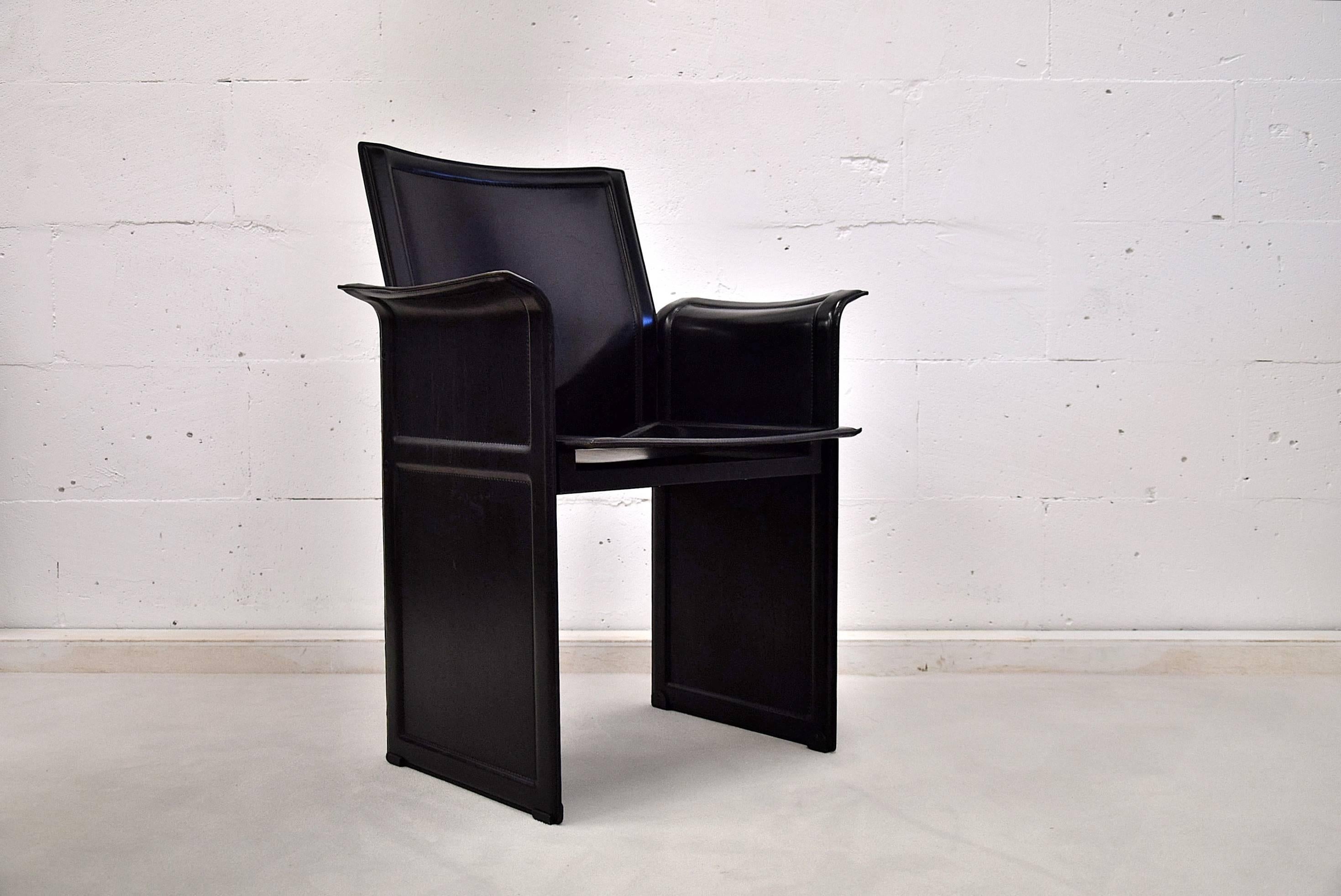 Tito Agnoli Leather Korium Armchair for Matteo Grassi In Good Condition In Weesp, NL