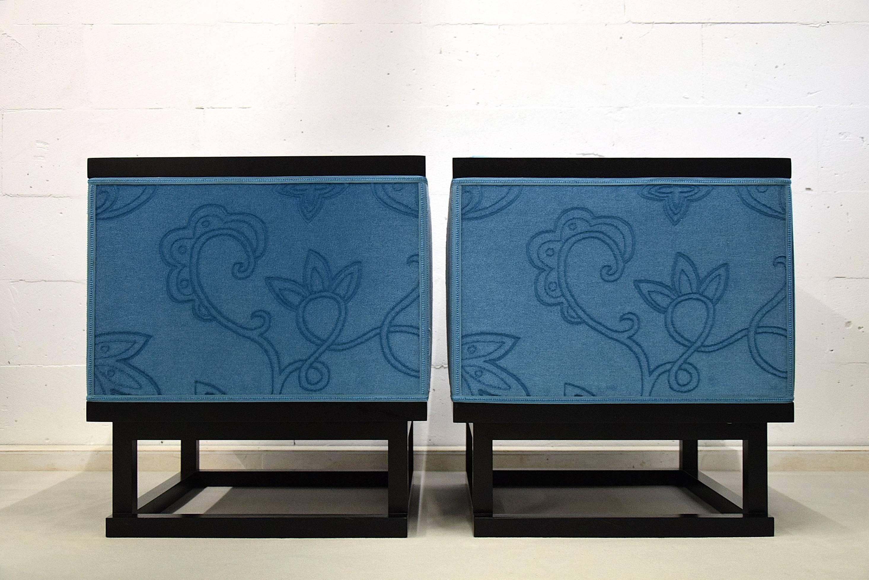 Josef Hoffmann Blue Cabinett Lounge Chairs For Sale 1