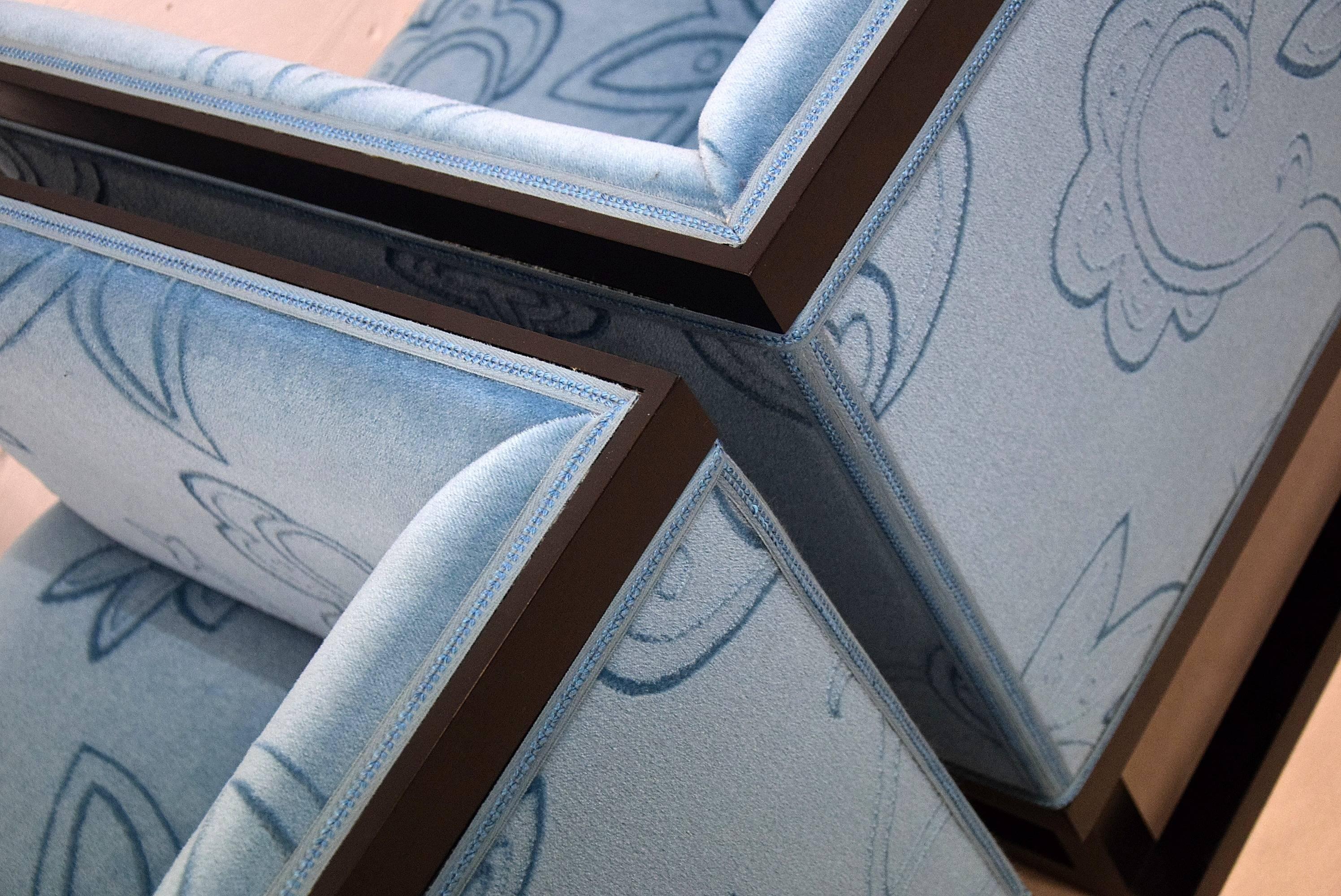 Josef Hoffmann Blue Cabinett Lounge Chairs For Sale 2
