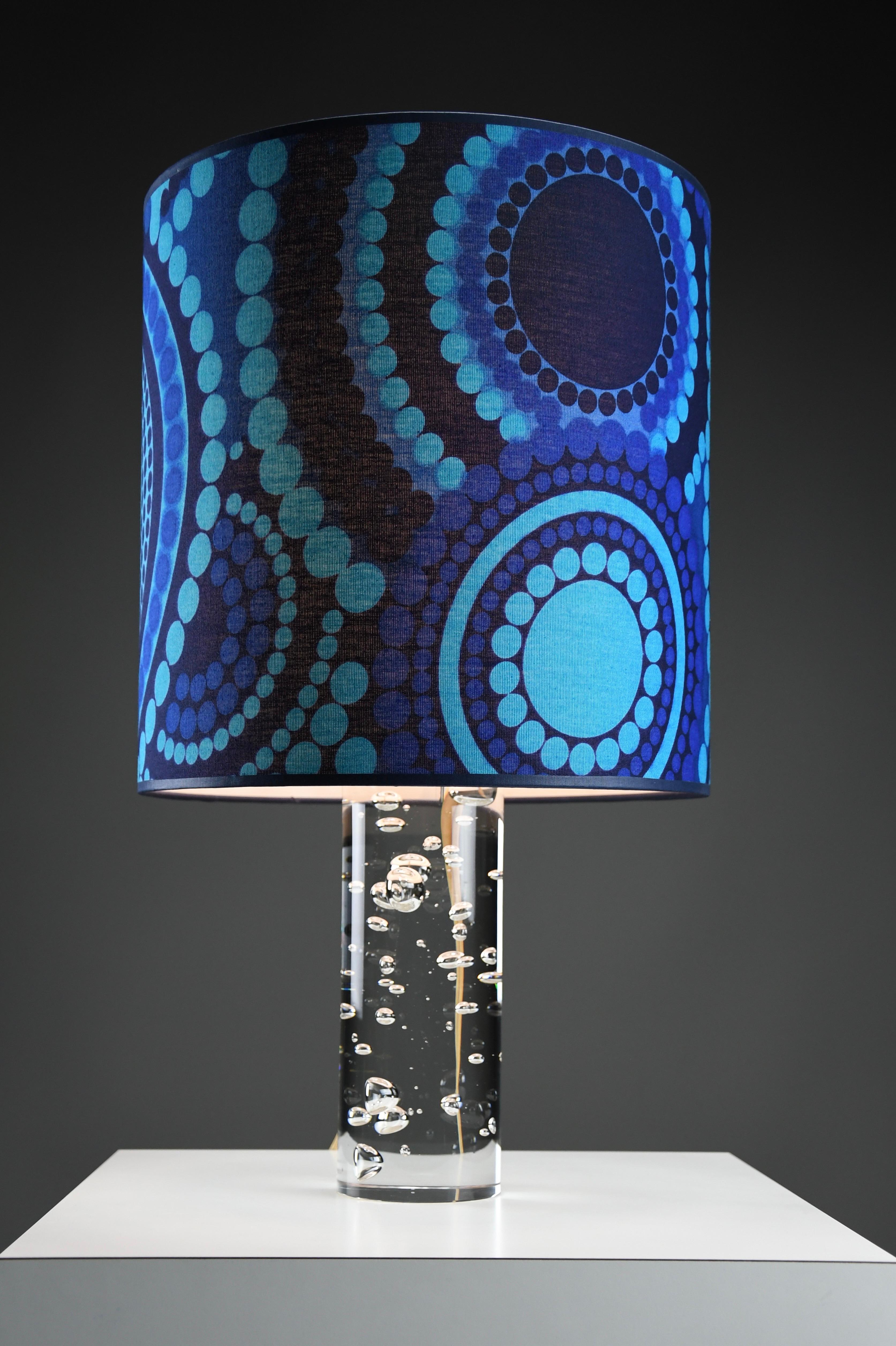 Late 20th Century 1970s Kosta Boda Bubble Glass Table Lamp with Verner Panton Fabric Shade For Sale