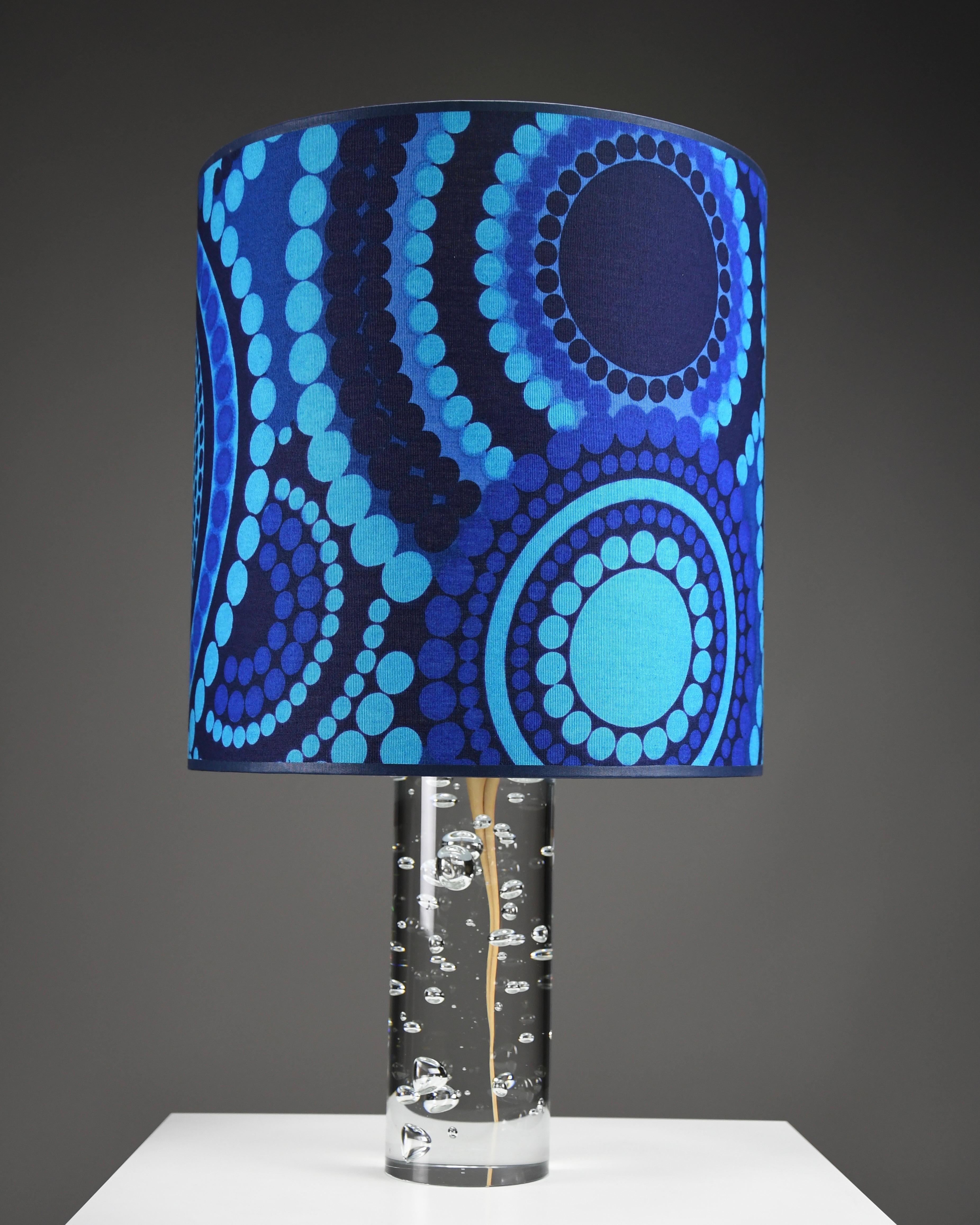 1970s Kosta Boda Bubble Glass Table Lamp with Verner Panton Fabric Shade For Sale 5