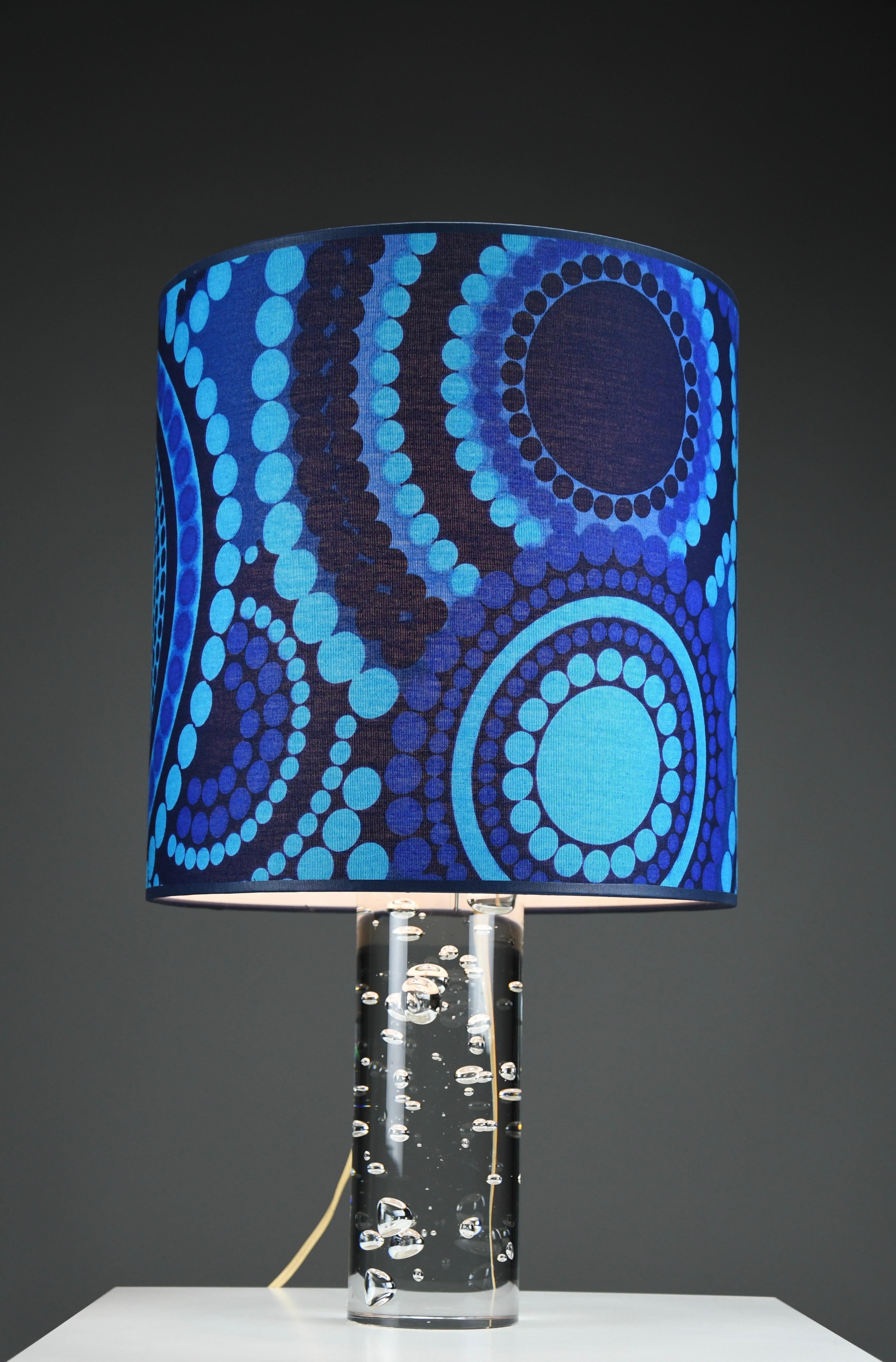 1970s Kosta Boda Bubble Glass Table Lamp with Verner Panton Fabric Shade For Sale 2