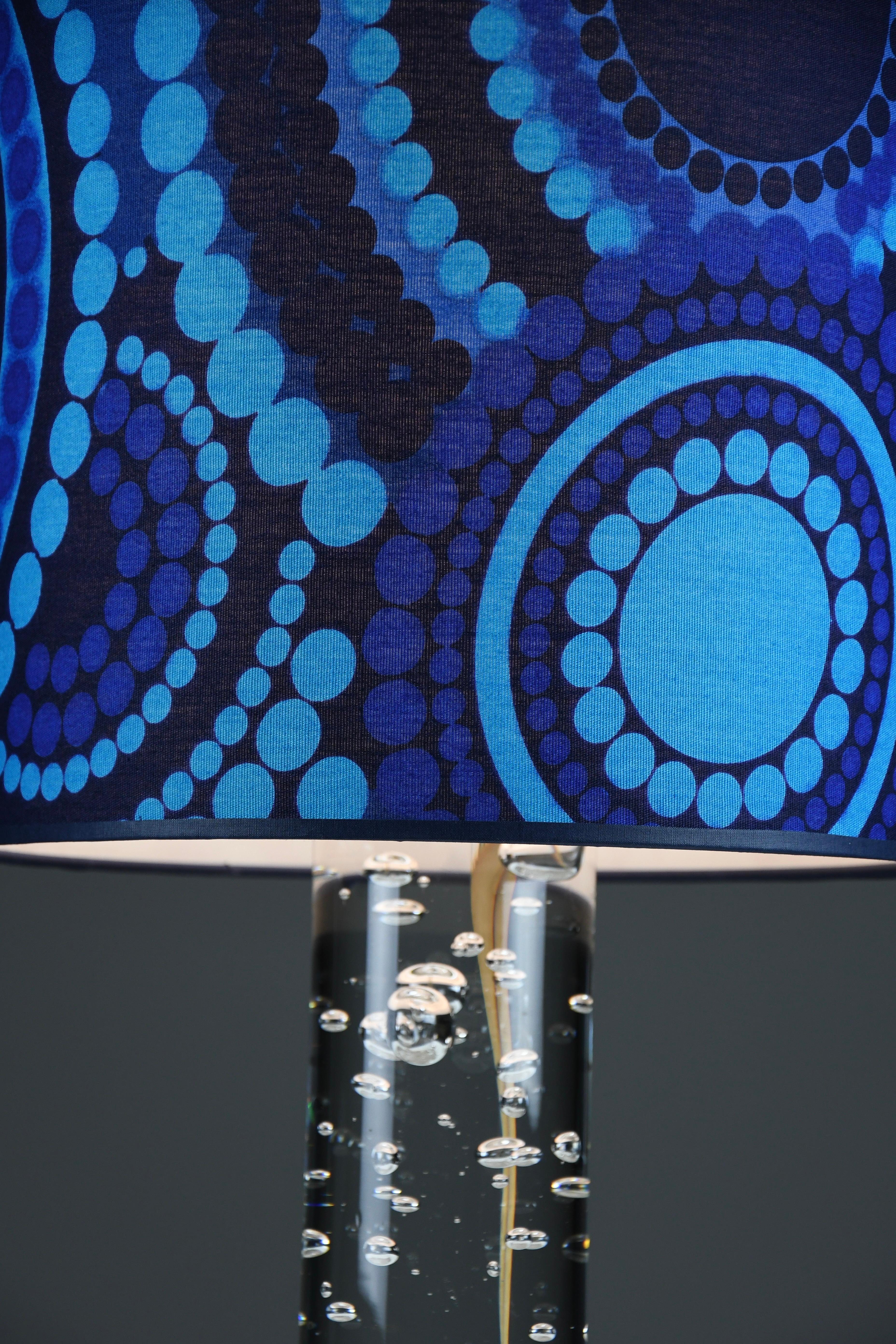 1970s Kosta Boda Bubble Glass Table Lamp with Verner Panton Fabric Shade In Good Condition For Sale In Weesp, NL
