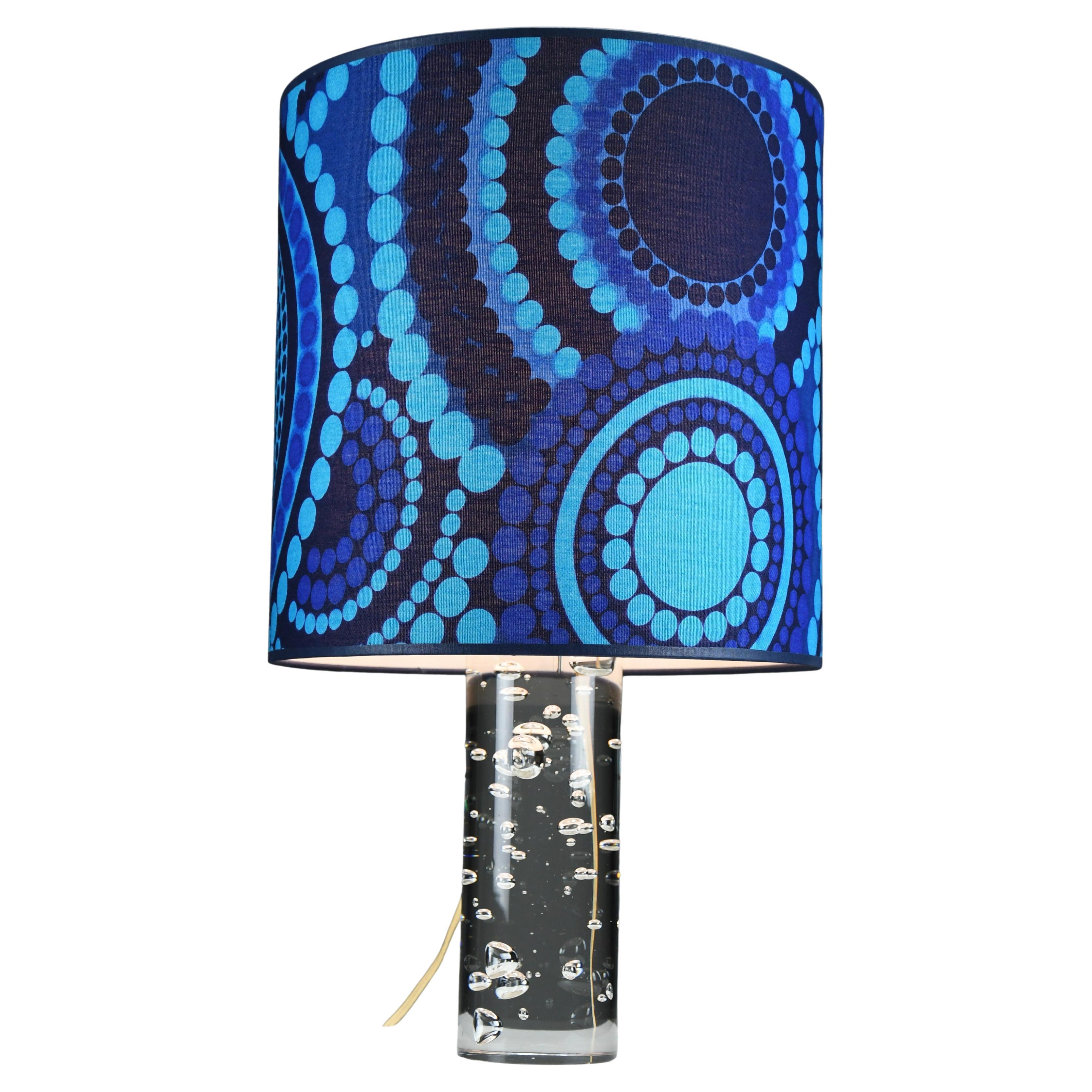 1970s Kosta Boda Bubble Glass Table Lamp with Verner Panton Fabric Shade For Sale