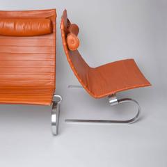 Pair of Poul Kjaerholm PK 20 Leather Lounge Chair, 1984
