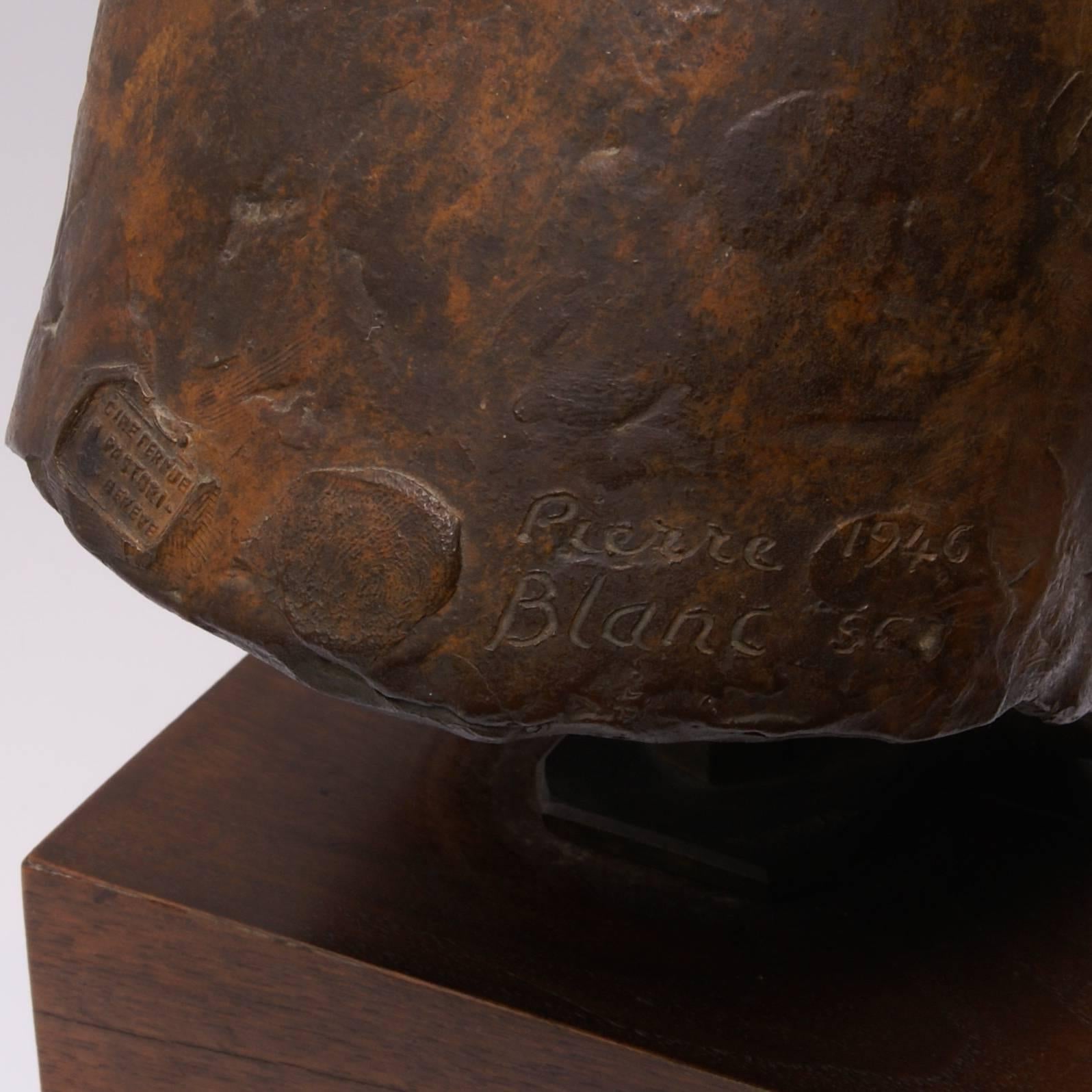 Mid-20th Century Pierre Blanc Bronze Boxer Head For Sale