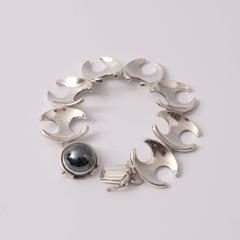 G. Jensen Silver and Hematite Bracelet and Necklace N° 130 by Henning Koppel