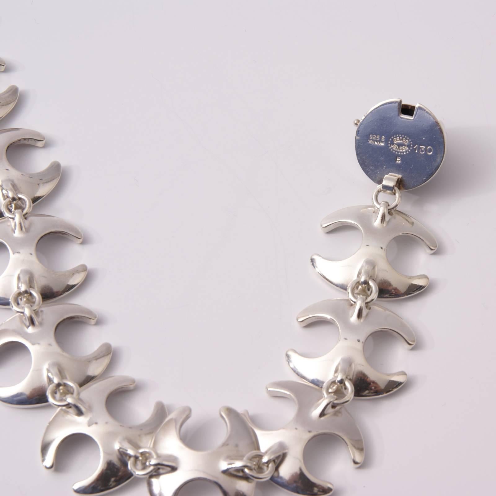 Danish G. Jensen Silver and Hematite Bracelet and Necklace N° 130 by Henning Koppel For Sale