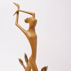 Werkstätte Hagenauer Brass and Wood 1950s Danseuse