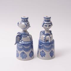 Pair of Björn Wiinblad Earthenware "Angels" Candlesticks