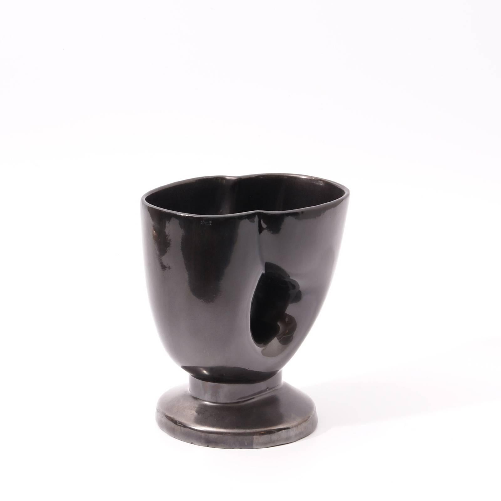 French Rare Art Deco Black Earthenware Vase by Paul Bonifas For Sale