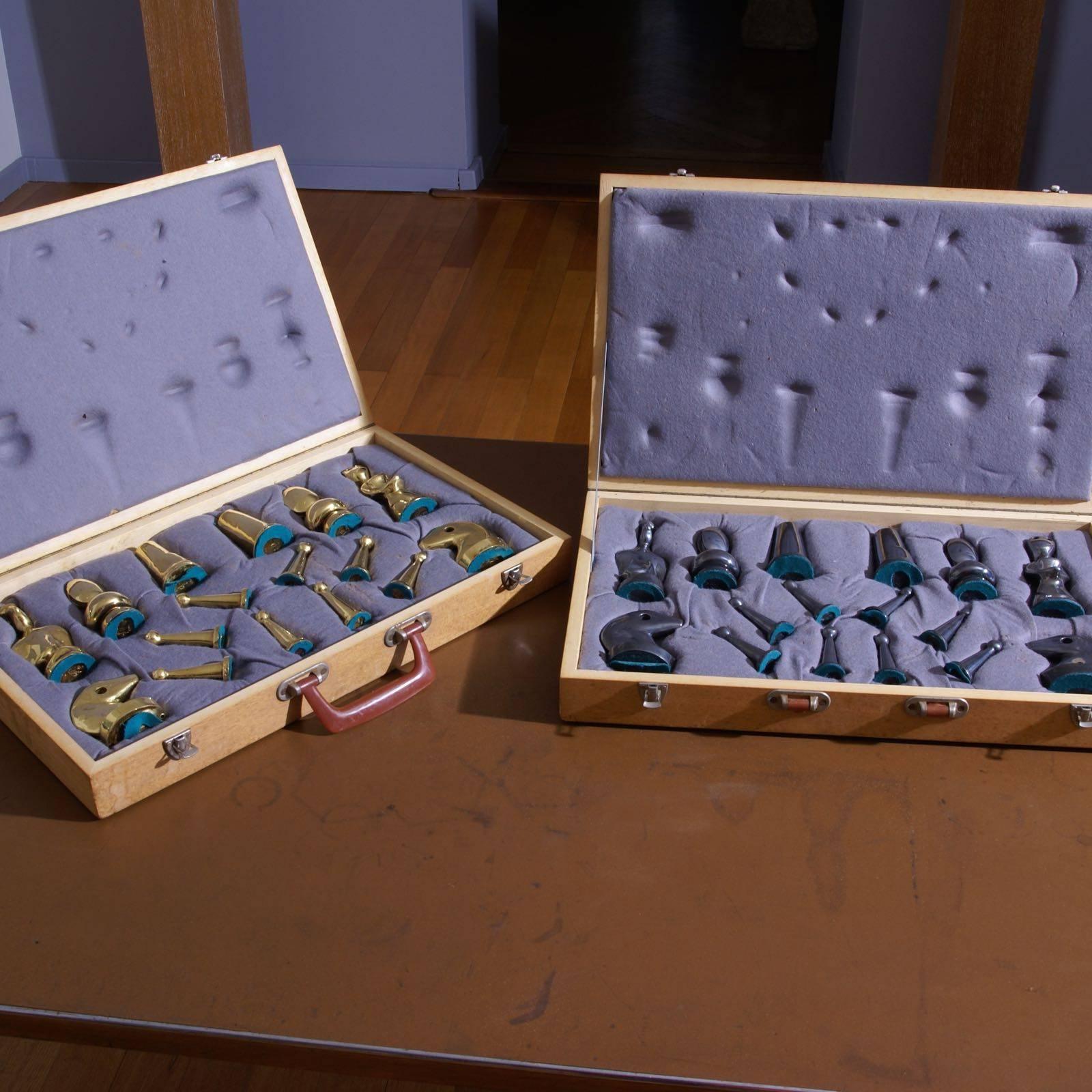 Mid-20th Century Gold and Silver Chess Set by Max Ernst, Edition Pierre Hugo For Sale