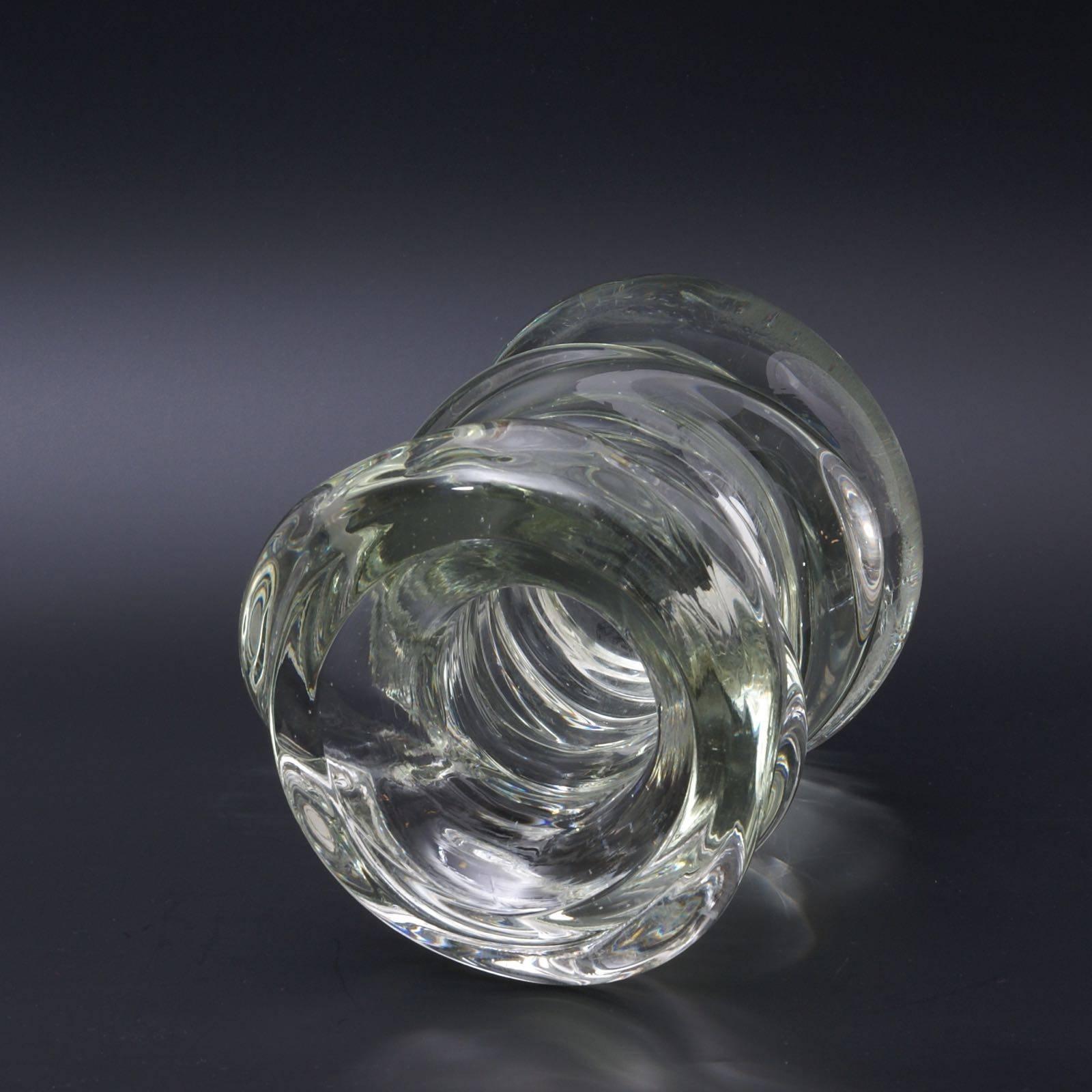 Mid-Century Modern Sculptural Fifties Clear Glass Vase by André Thuret For Sale