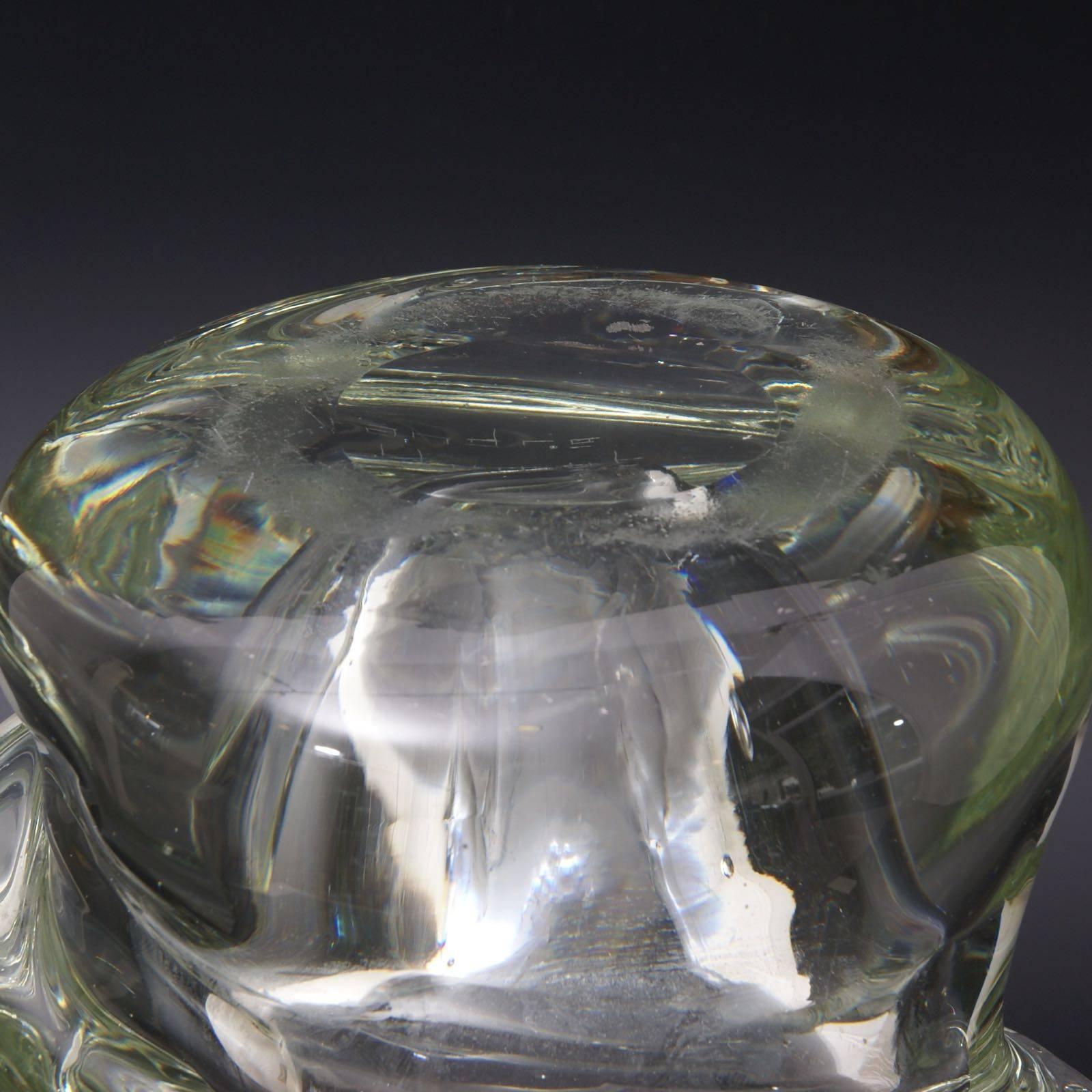 Sculptural Fifties Clear Glass Vase by André Thuret In Good Condition For Sale In Geneva, CH