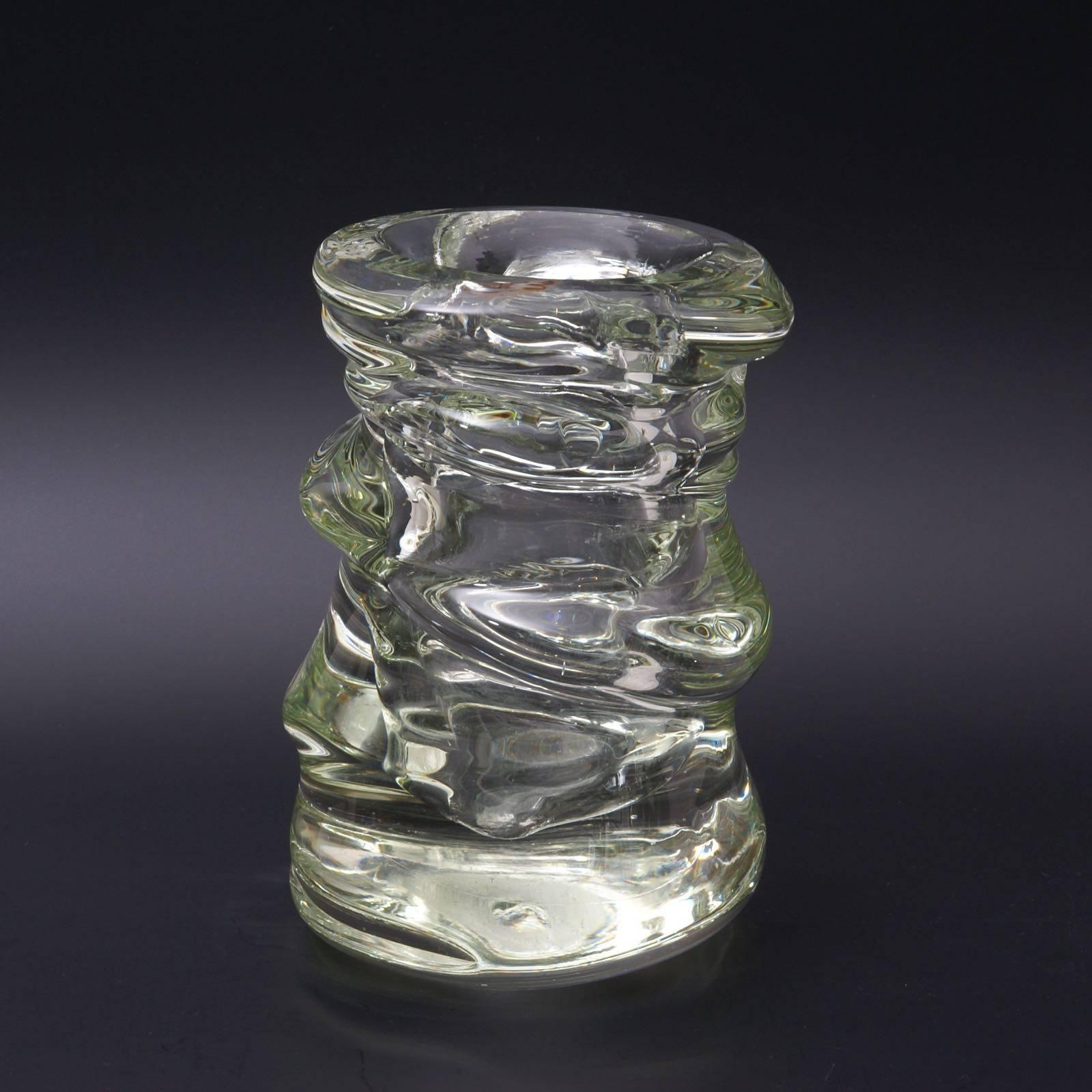 Blown Glass Sculptural Fifties Clear Glass Vase by André Thuret For Sale